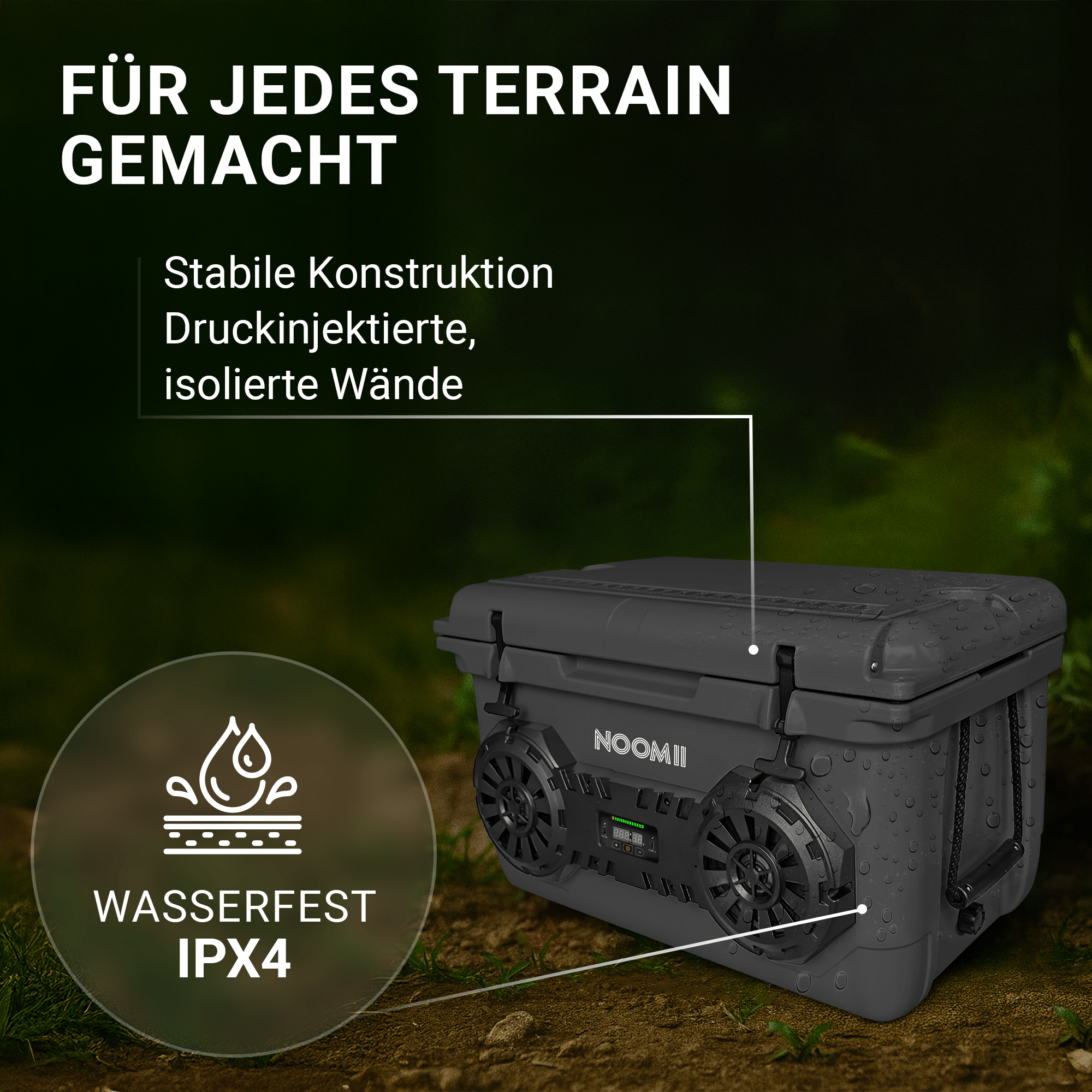 NooMii ArcticBeat 45 – Kühlbox mit integriertem Bluetooth - Lautsprecher | 45L Volumen - Kühlbox NooMii - NooMii