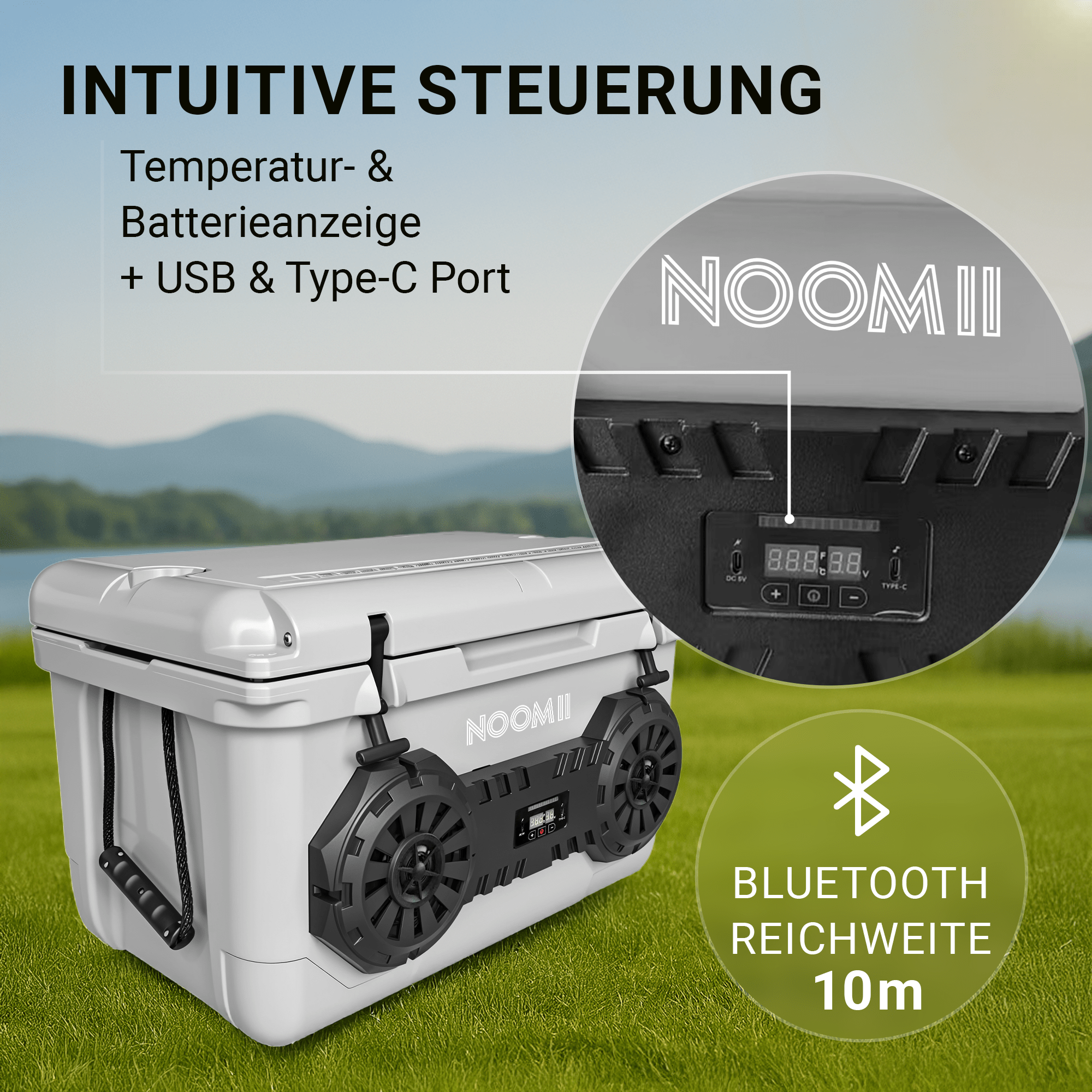 NooMii ArcticBeat 45 – Kühlbox mit integriertem Bluetooth - Lautsprecher | 45L Volumen - Kühlbox NooMii - NooMii