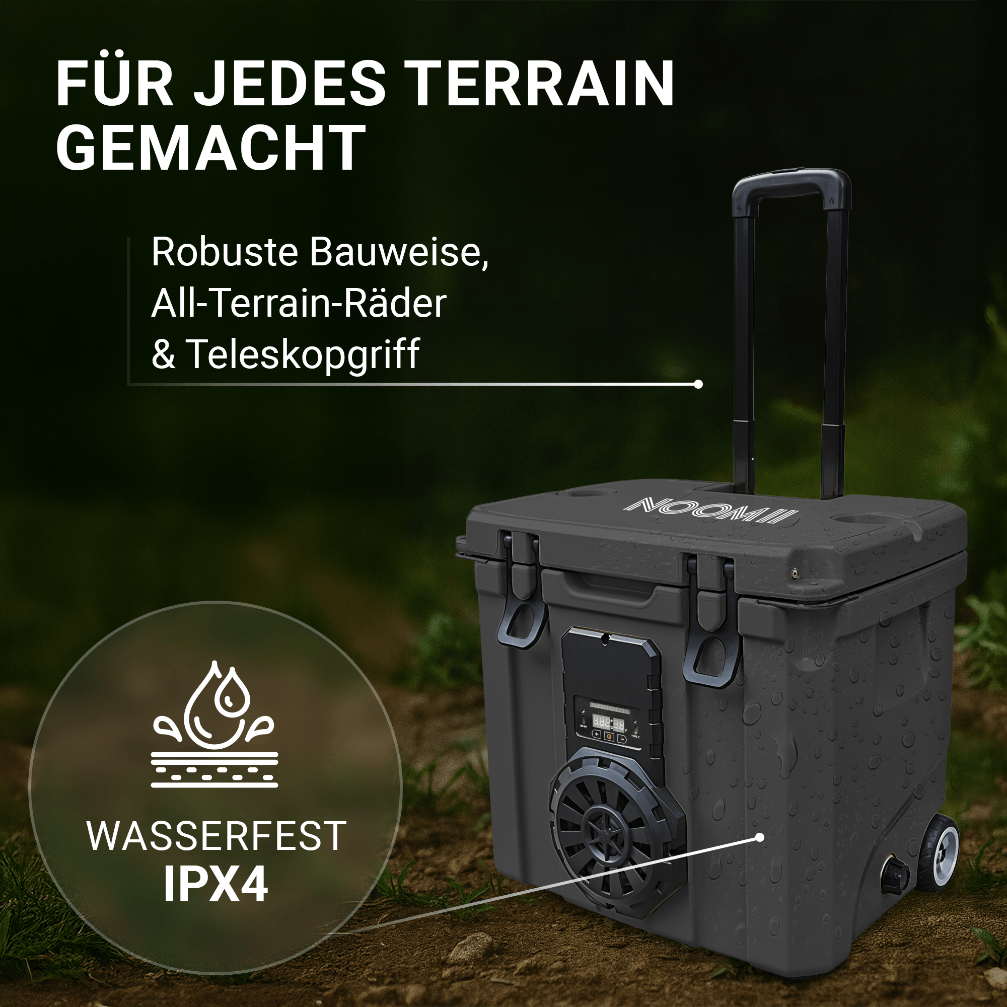 NooMii BeatRoller 35 – Kühlbox mit integriertem Bluetooth - Lautsprecher | 35L Volumen - Kühlbox NooMii - NooMii