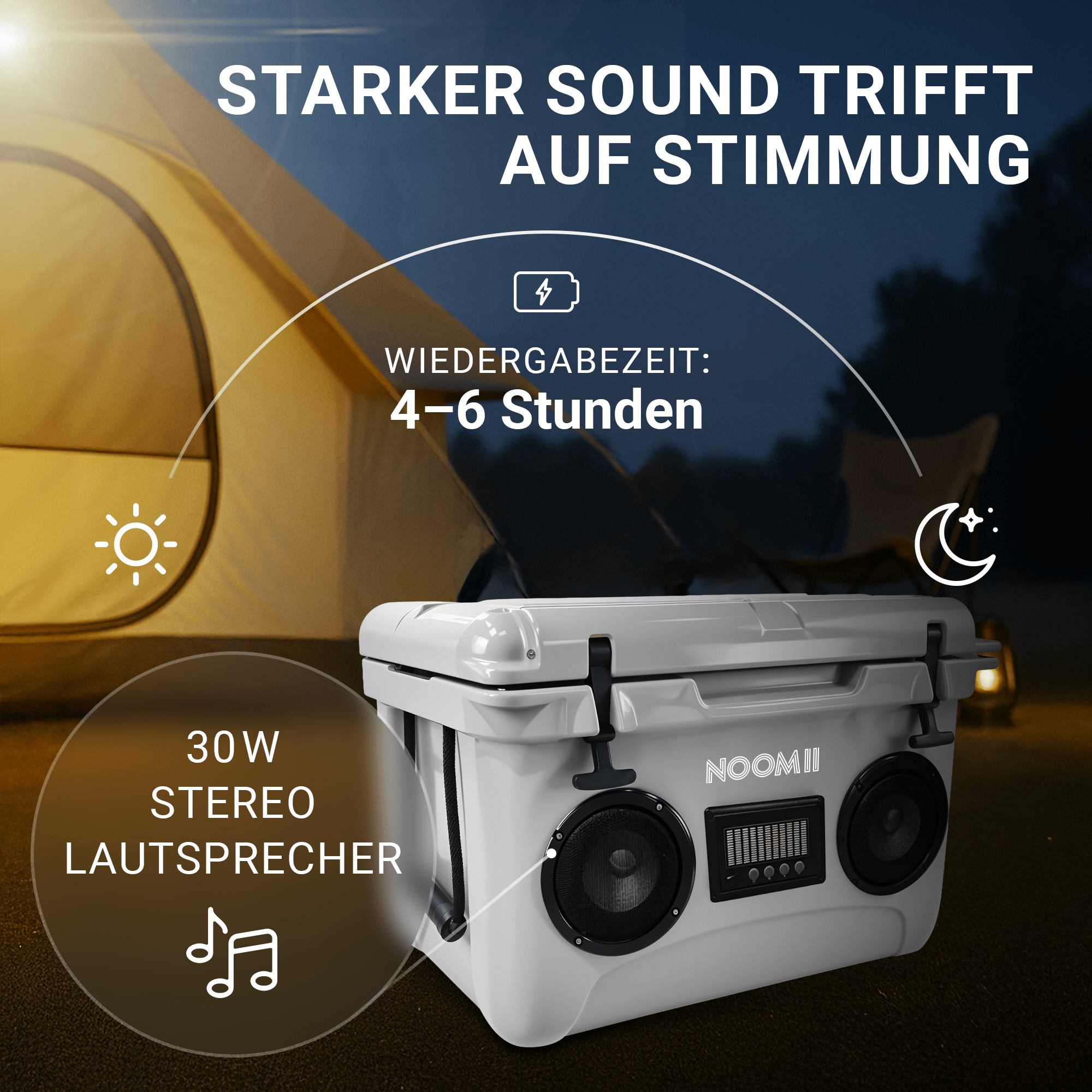 NooMii ColdBeats 35 – Kühlbox mit integriertem Bluetooth - Lautsprecher | 35L Volumen - Kühlbox NooMii - NooMii