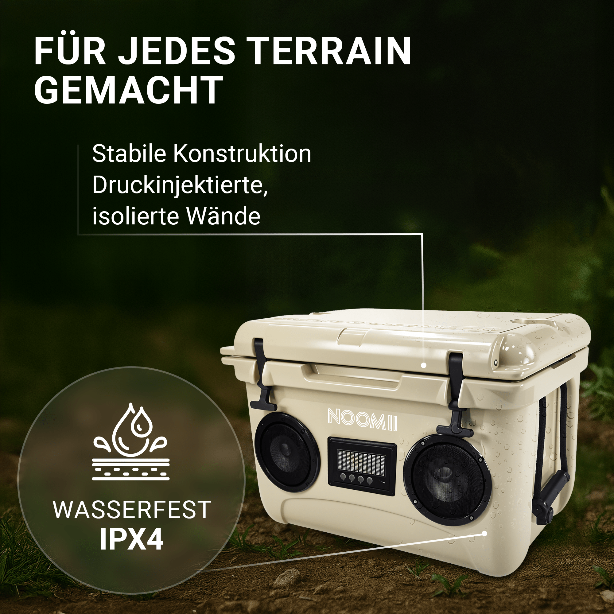 NooMii ColdBeats 35 – Kühlbox mit integriertem Bluetooth - Lautsprecher | 35L Volumen - Kühlbox NooMii - NooMii