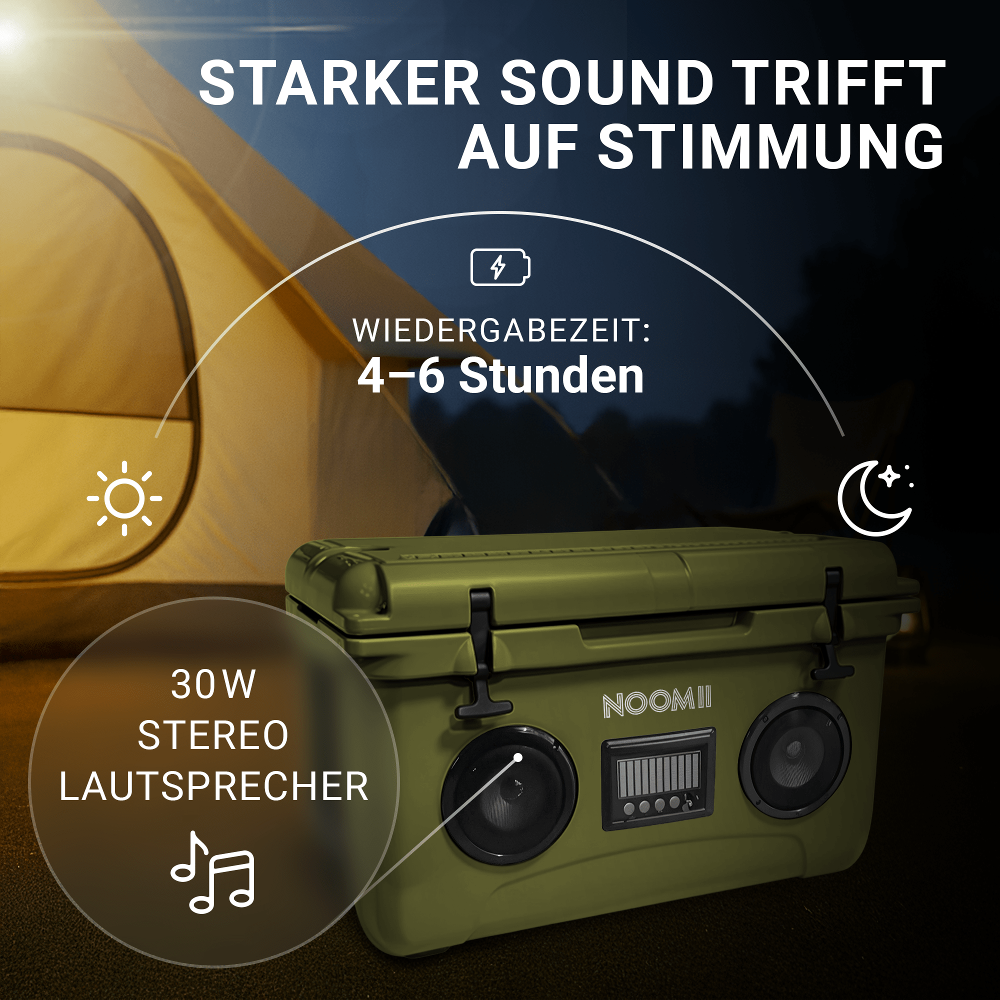 NooMii ColdBeats 45 – Kühlbox mit integriertem Bluetooth - Lautsprecher | 45L Volumen - Kühlbox NooMii - NooMii