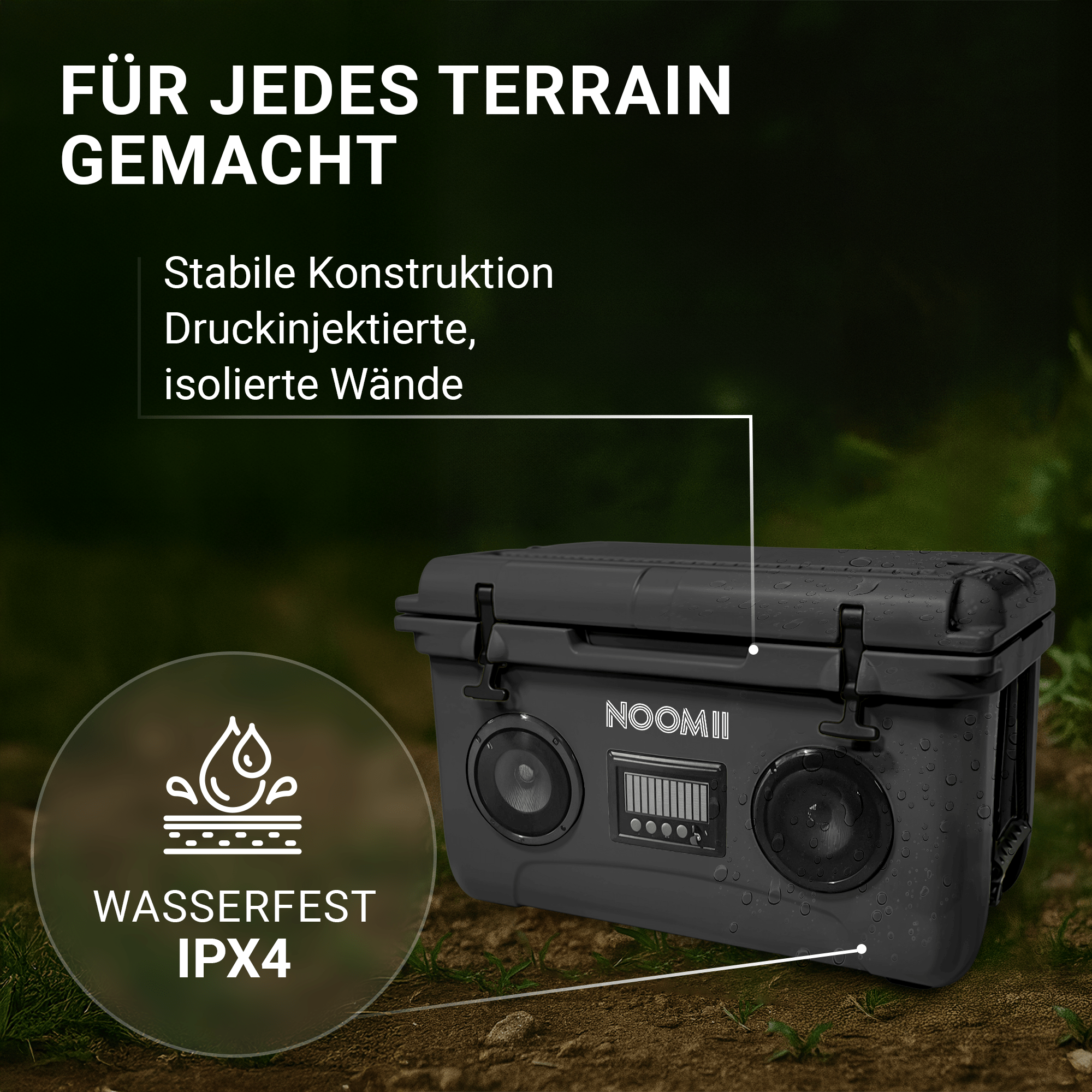 NooMii ColdBeats 45 – Kühlbox mit integriertem Bluetooth - Lautsprecher | 45L Volumen - Kühlbox NooMii - NooMii