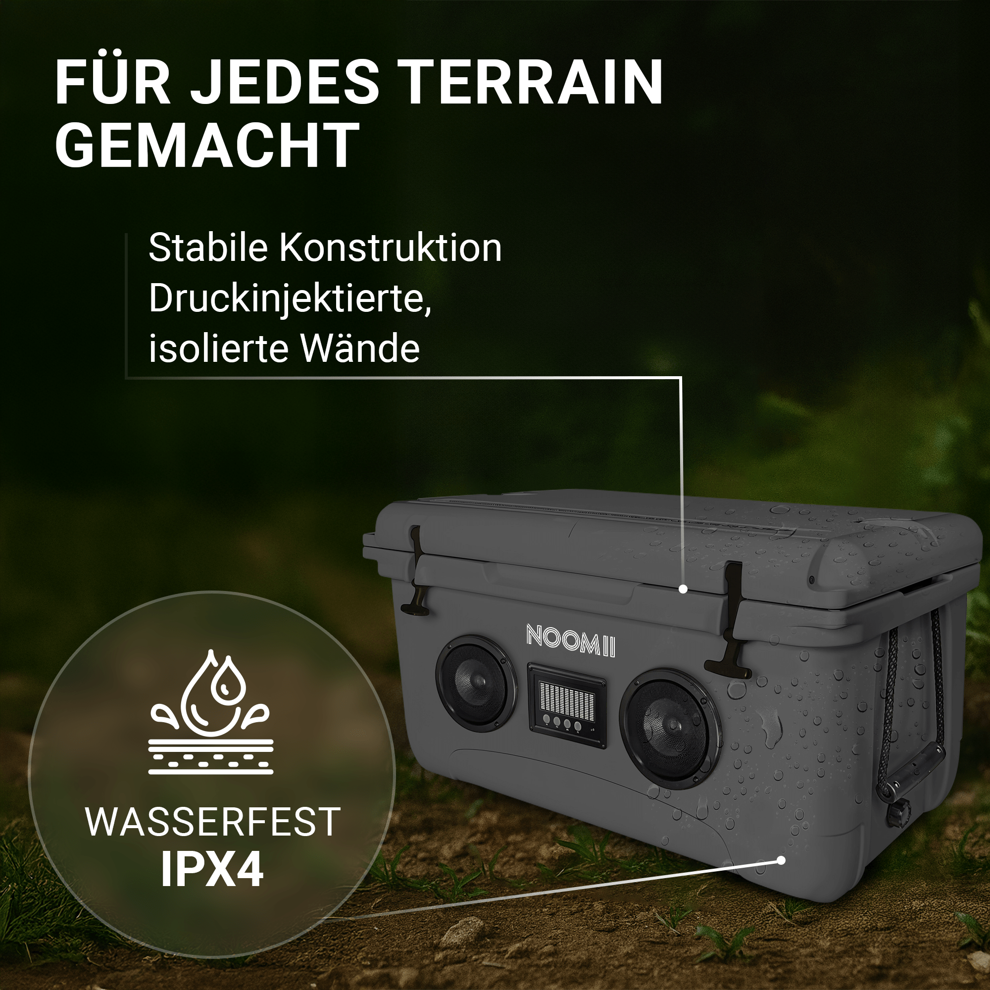 NooMii ColdBeats 65 – Kühlbox mit integriertem Bluetooth - Lautsprecher | 65L Volumen - Kühlbox NooMii - NooMii