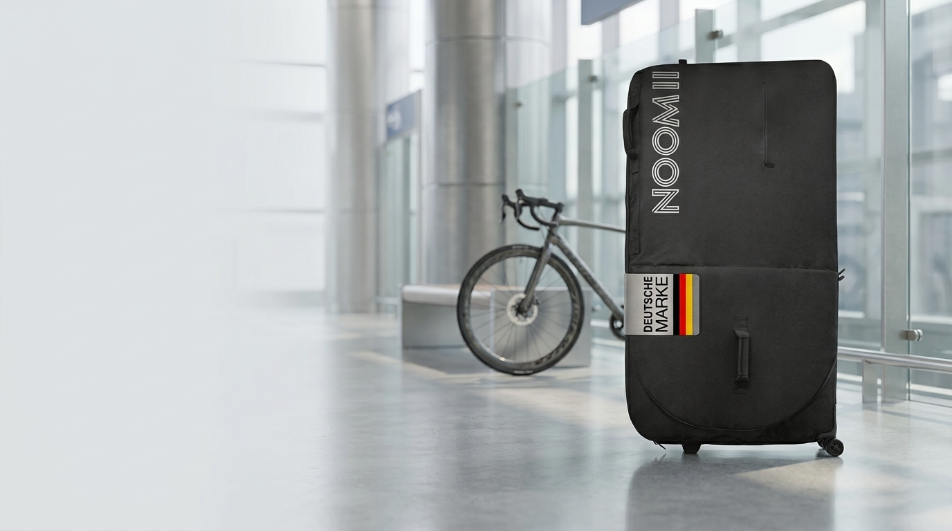 NooMii Fahrrad Transporttasche mit Rollen am Terminal