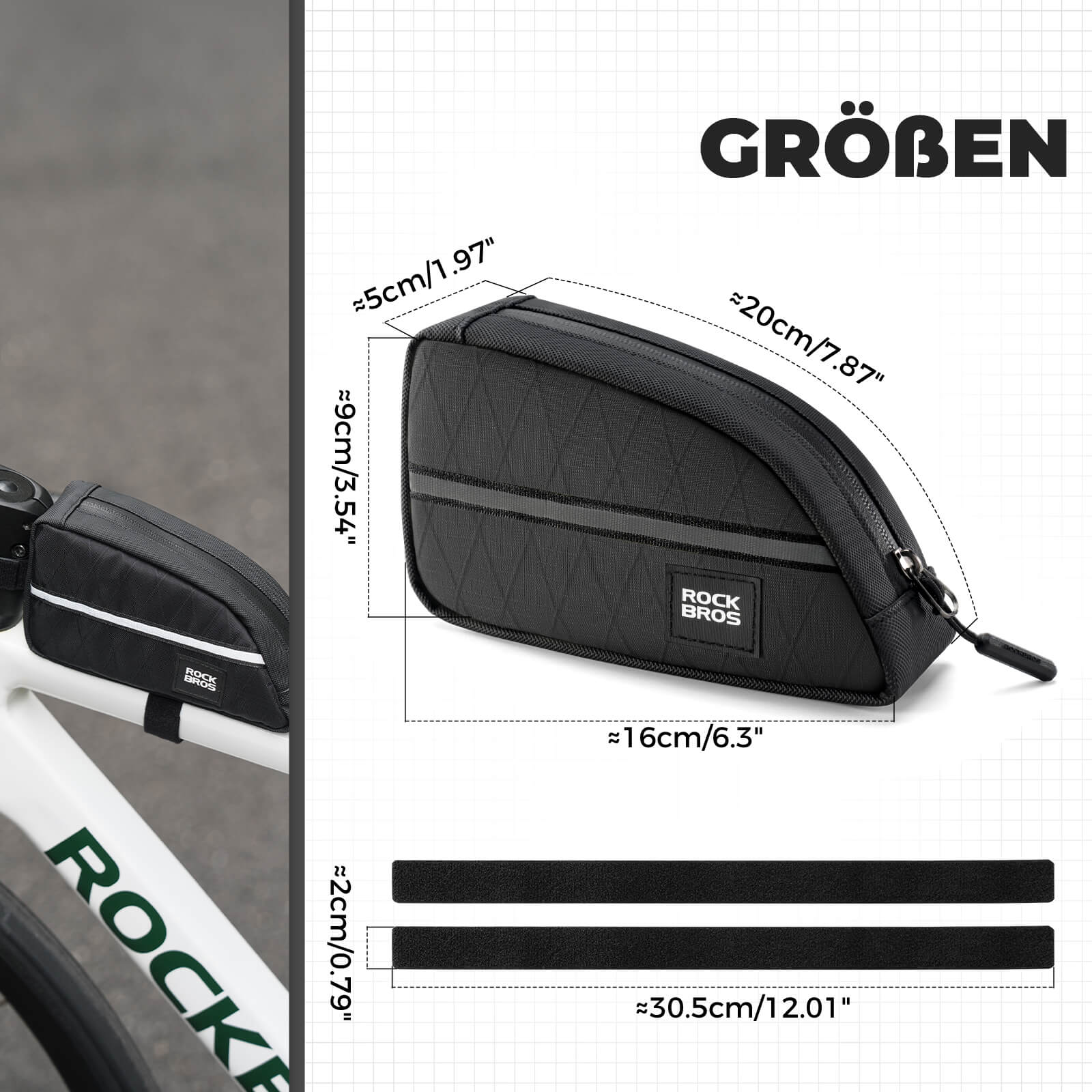 Oberrohrtasche 0,8L Leicht für Klapprad Falträder - Fahrradtaschen ROCKBROS - EU - NooMii