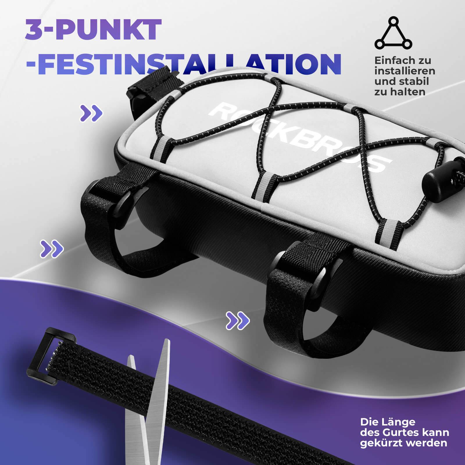 Oberrohrtasche 1 L Vollständig Reflektierend Weiß/Orange - Fahrradtaschen ROCKBROS - EU - NooMii