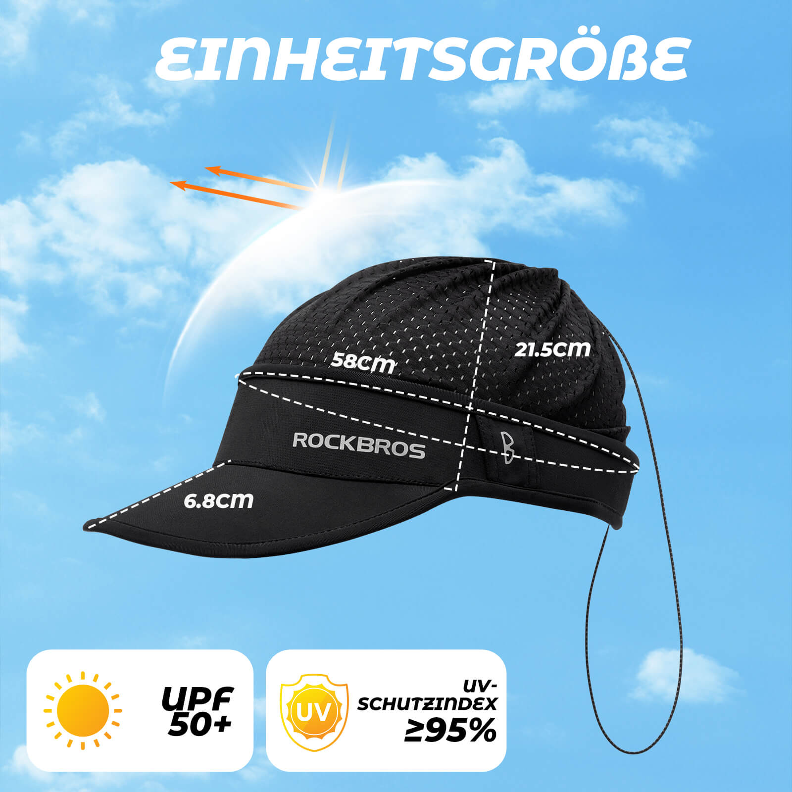 Pferdeschwanz Kappe UV - Schutz Sommer Unisex - Fahrrad Mütze ROCKBROS - EU - NooMii