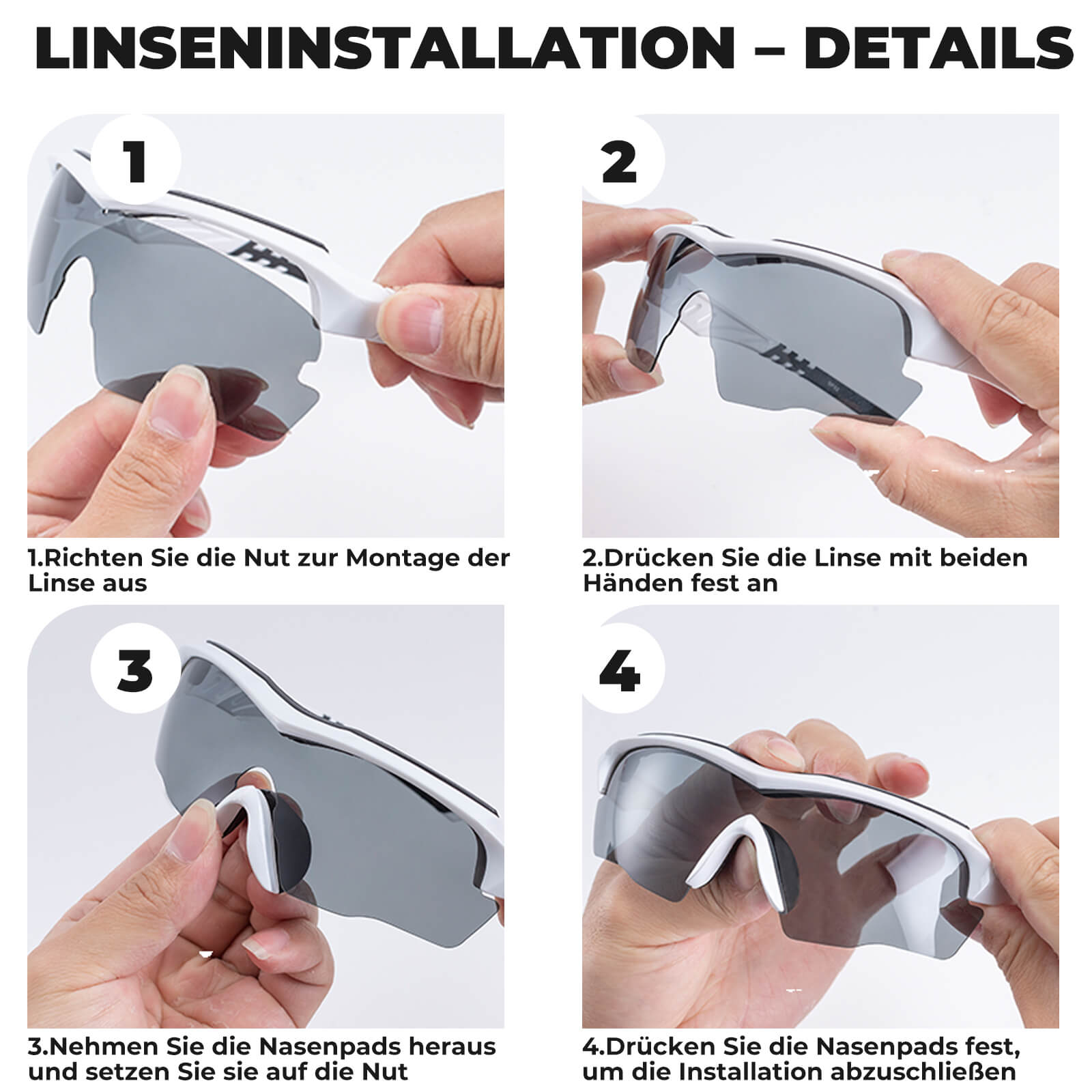 Polarisierte Fahrradbrille mit wechselbaren Gläsern UV - Schutz Unisex - Fahrradbrille ROCKBROS - EU - NooMii