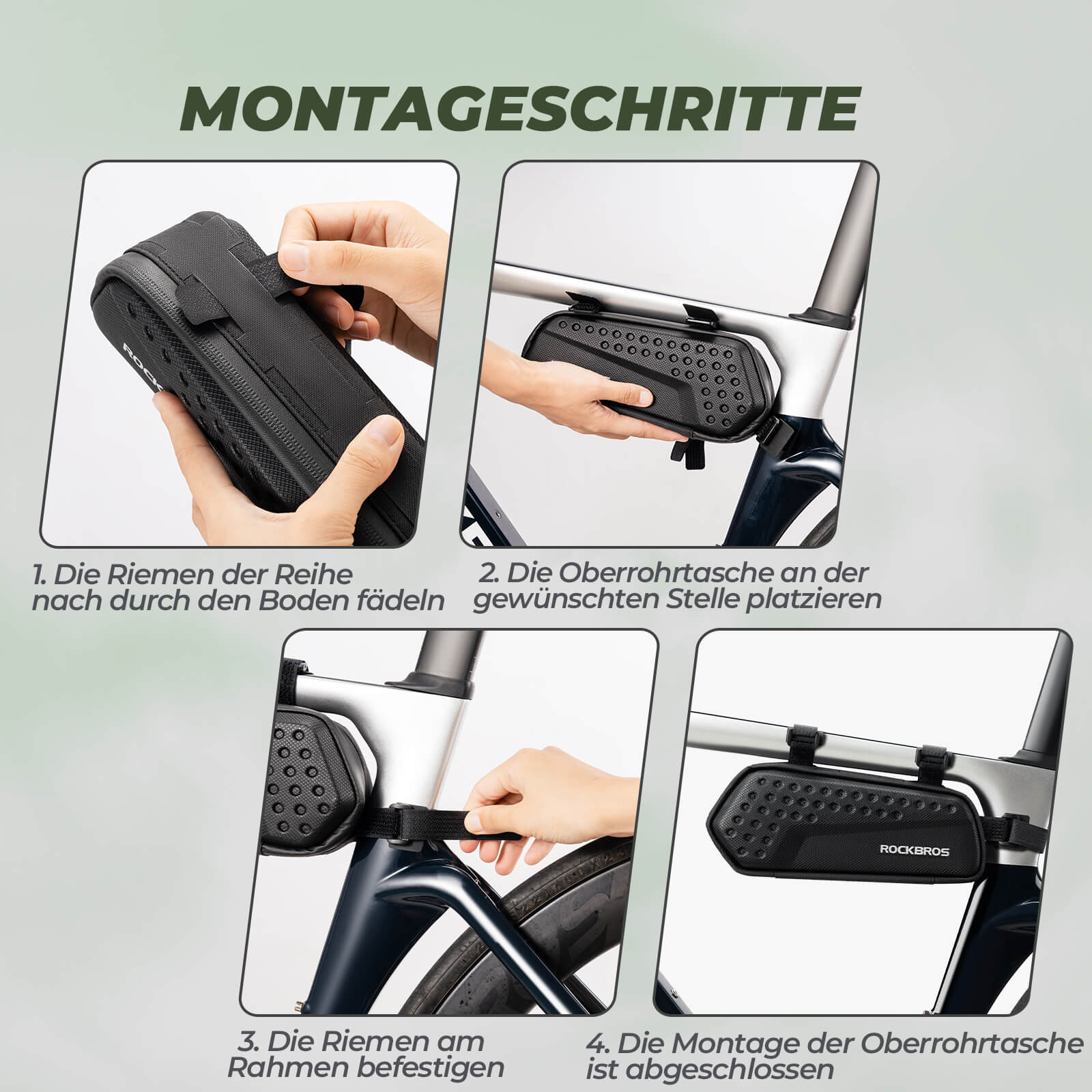 Rahmentasche Oberrohrtasche Schwarz 1,1L - Fahrradtaschen ROCKBROS - EU - NooMii