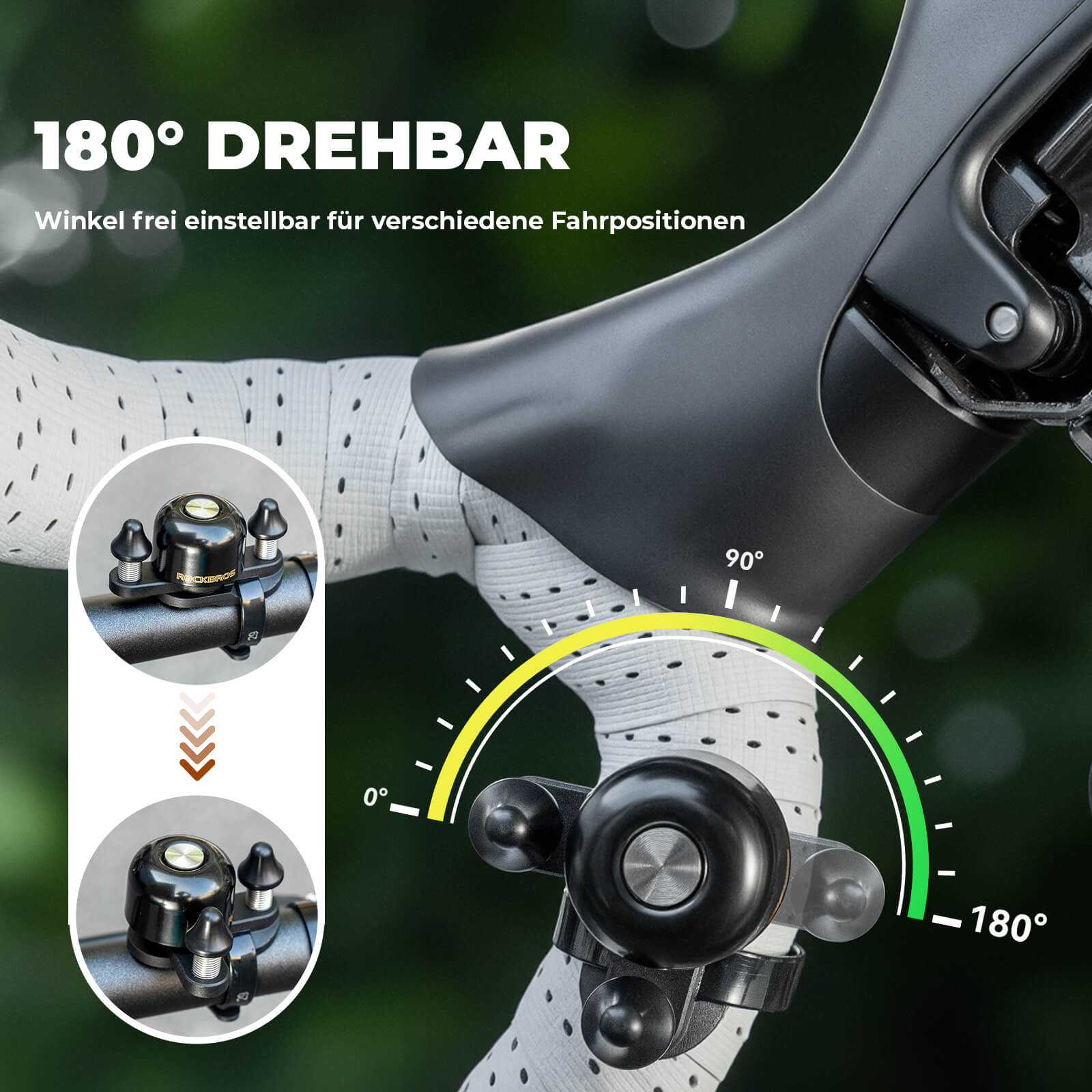 Rennrad MTB Fahrradklingel mit Doppel - Klopfer 180° drehbar - Fahrradklingel ROCKBROS - EU - NooMii