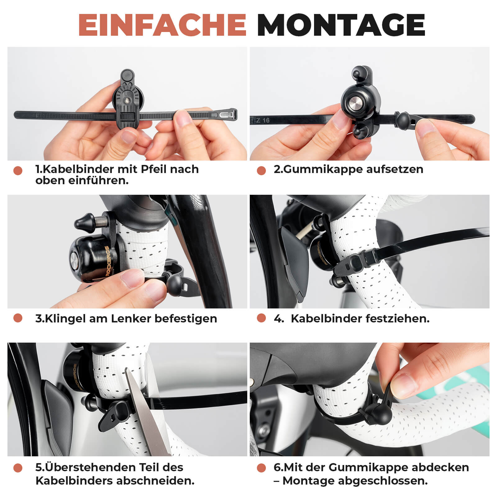 Rennrad MTB Fahrradklingel mit Doppel - Klopfer 180° drehbar - Fahrradklingel ROCKBROS - EU - NooMii