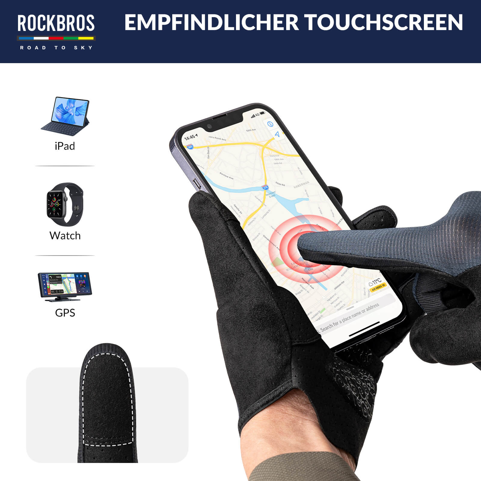 ROAD TO SKY Fahrradhandschuhe Atmungsaktiv mit Touchscreen Sommer/Frühling - Fahrradhandschuhe ROCKBROS - EU - NooMii