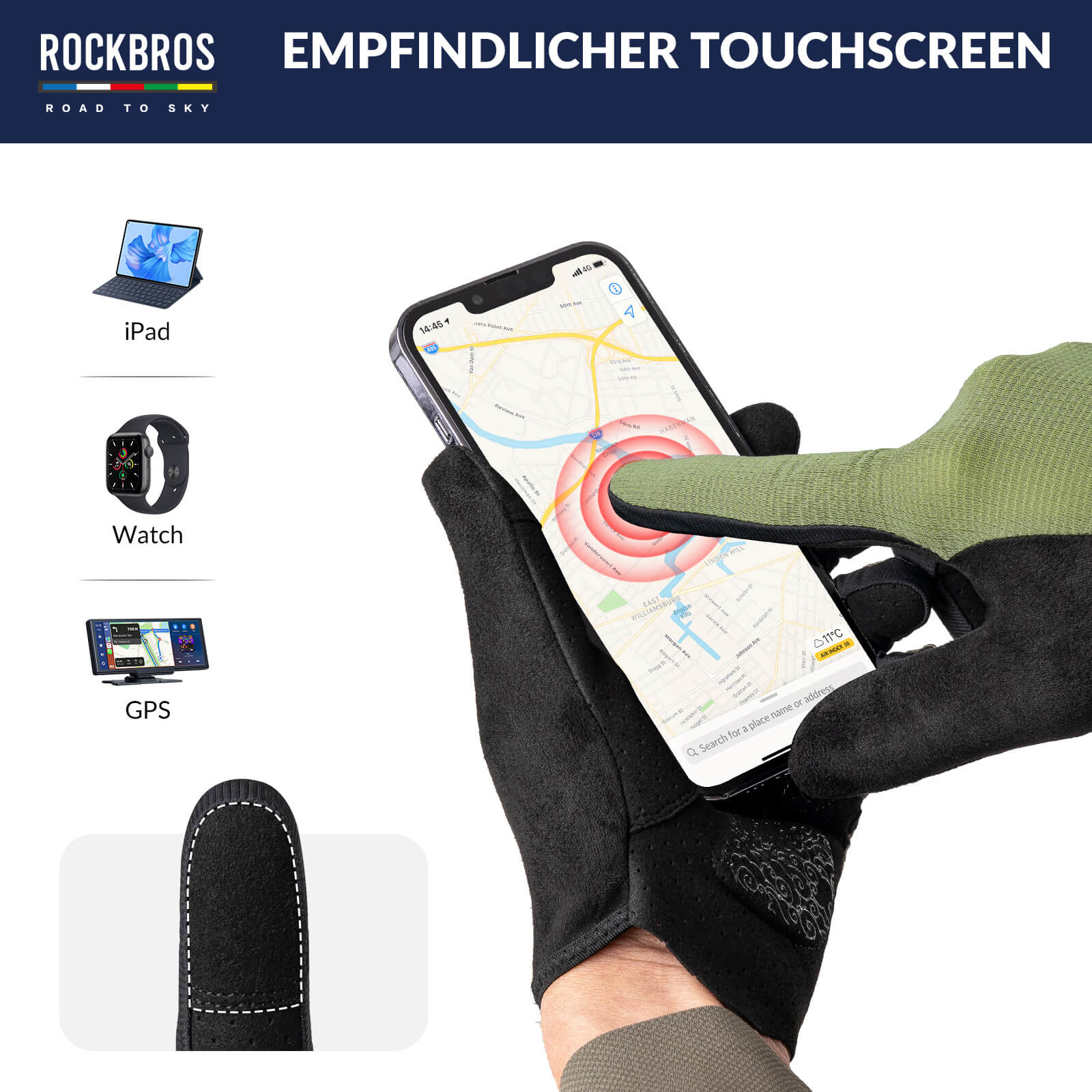 ROAD TO SKY Fahrradhandschuhe Atmungsaktiv mit Touchscreen Sommer/Frühling - Fahrradhandschuhe ROCKBROS - EU - NooMii