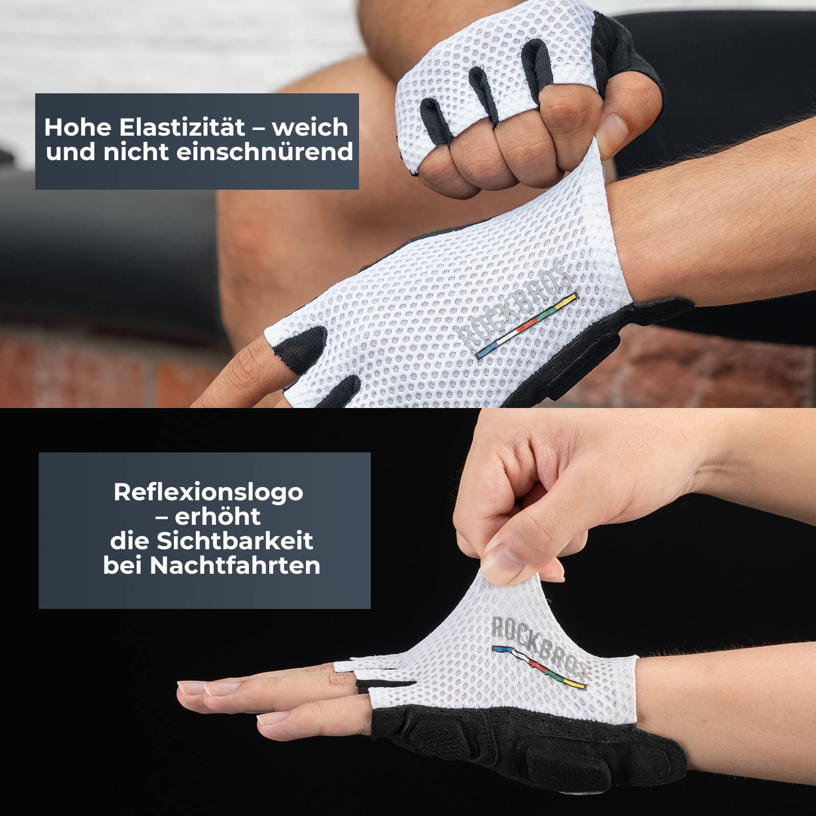 ROAD TO SKY Fahrradhandschuhe Halbfinger SBR Polsterung atmungsaktiv rutschfest - Fahrradhandschuhe ROCKBROS - EU - NooMii