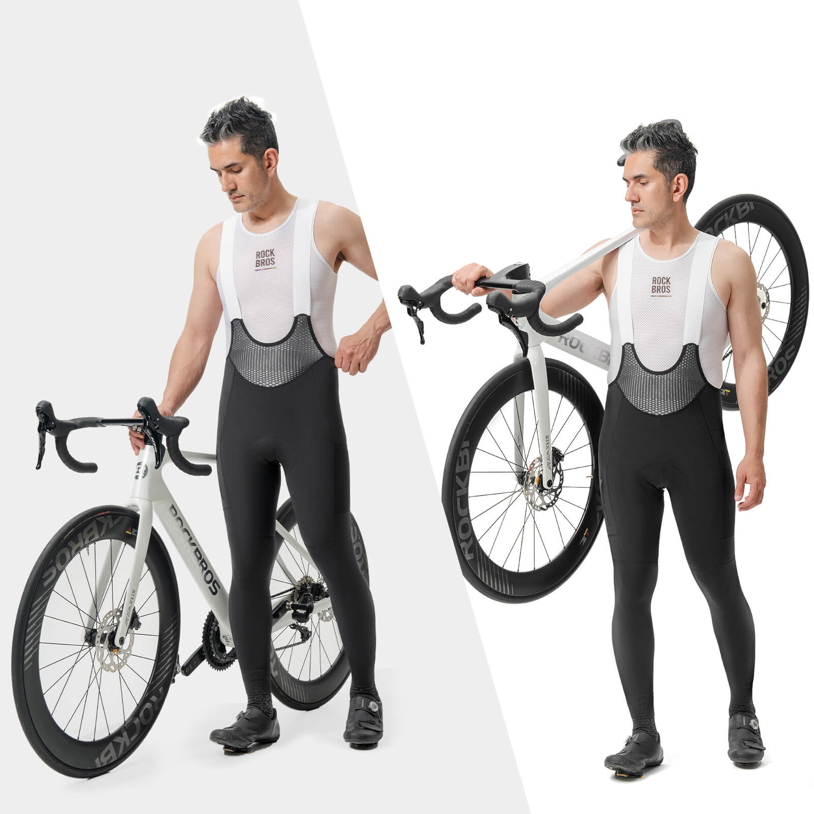 ROAD TO SKY Herren Fahrrad Trägerhose Lang Gepolstert - Fahrradhose ROCKBROS - EU - NooMii