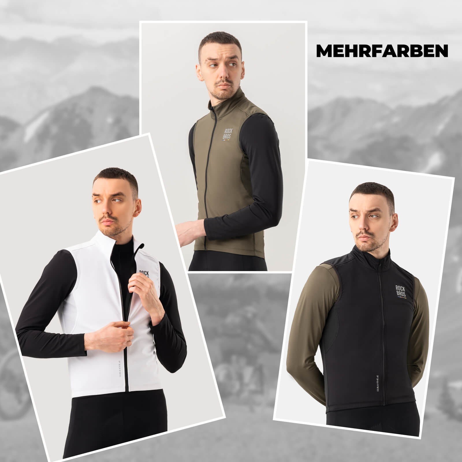 ROAD TO SKY Herren Fahrradjacke Ärmellose Weste Laufweste Atmungsaktiv - Fahrradjacke ROCKBROS - EU - NooMii