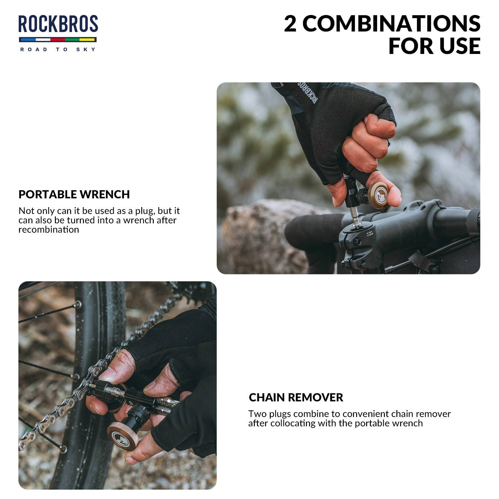 ROAD TO SKY Multifunktional 6 in 1 Reparatur Kit Werkzeug mit Kettenabzieher - Werkzeuge ROCKBROS - EU - NooMii
