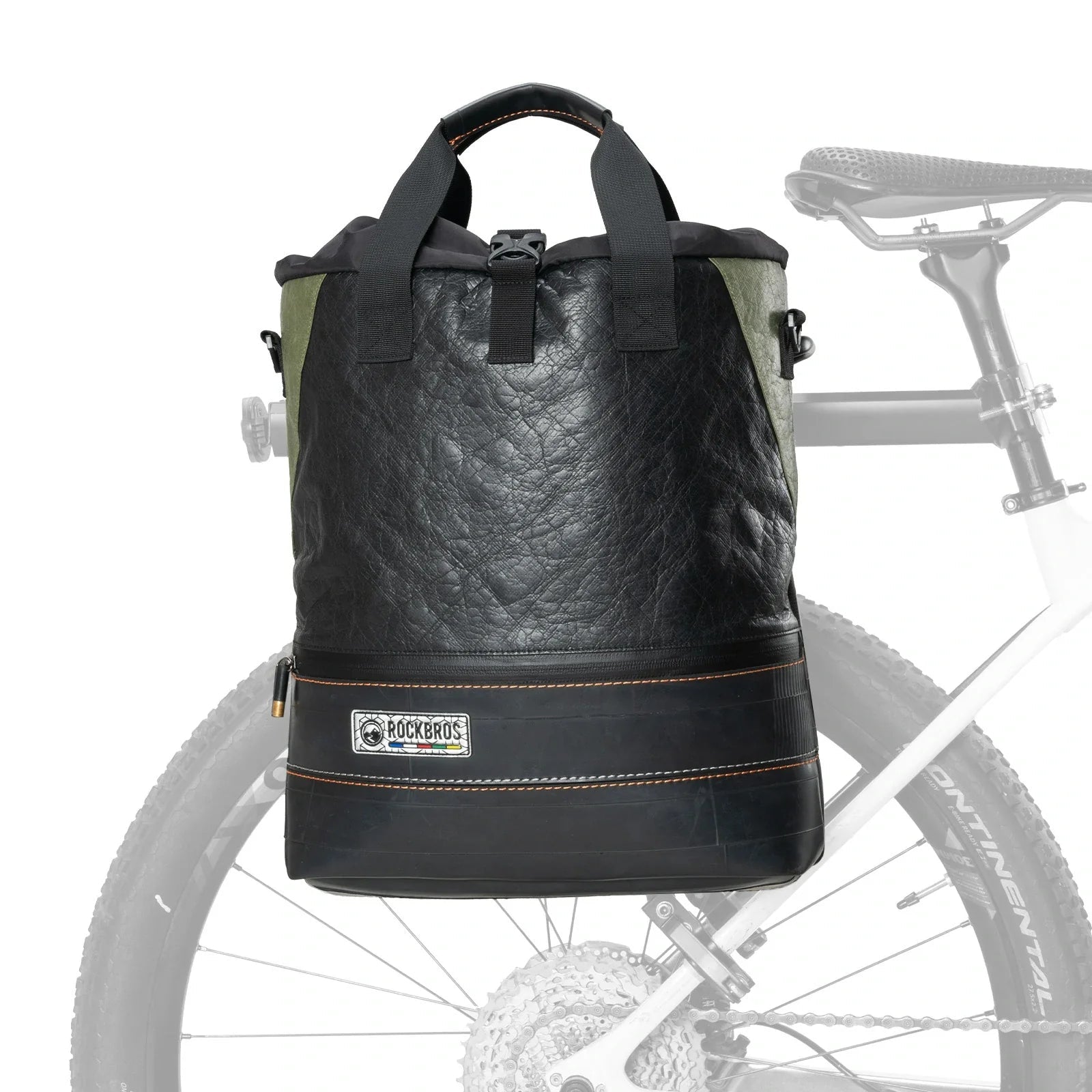 ROAD TO SKY Nachhaltige Fahrrad - Gepäckträgertasche aus recycelten Reifen 12L - Fahrradtaschen ROCKBROS - EU - NooMii