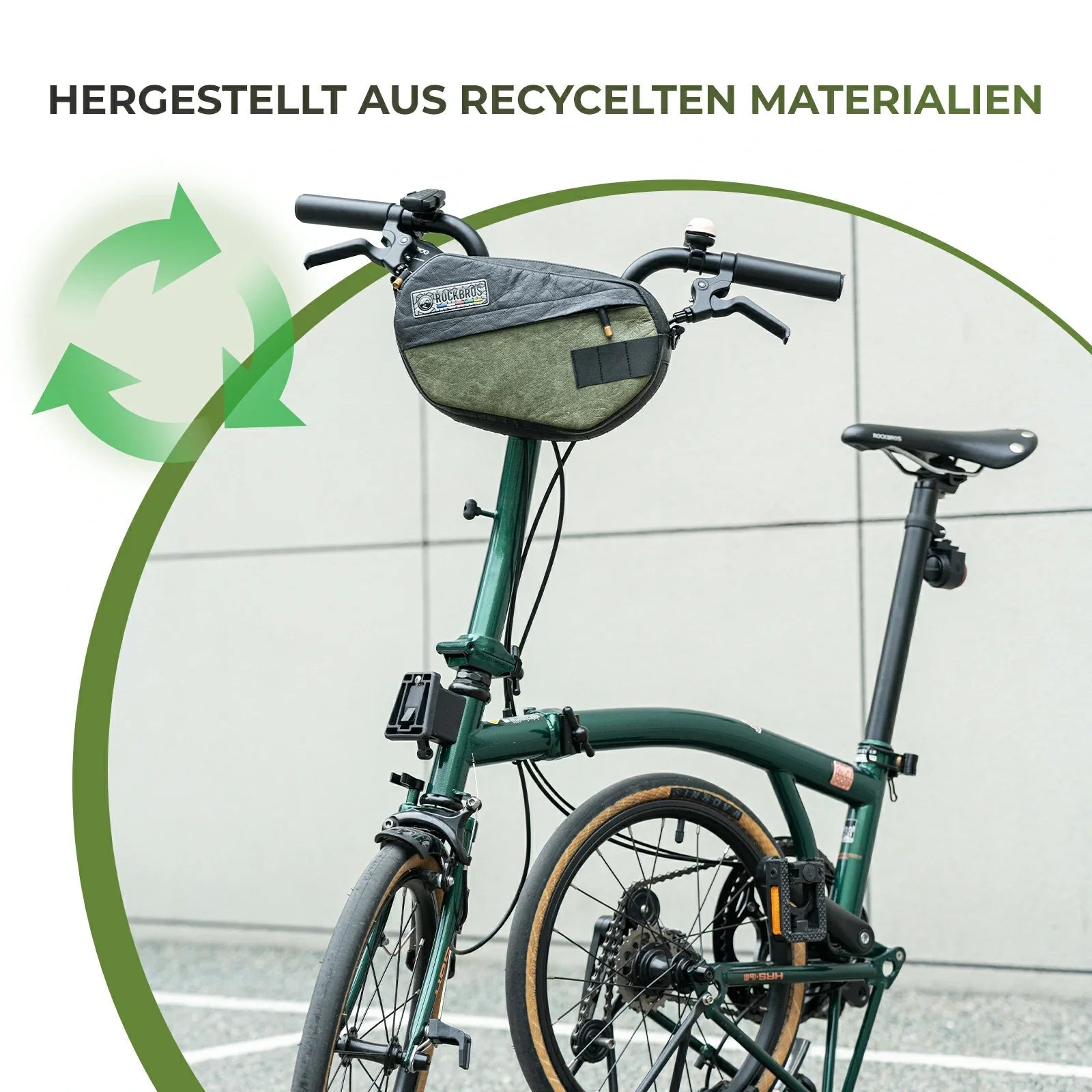 ROAD TO SKY Nachhaltige Fahrrad - Lenkertasche aus recycelten Reifen 2.5L - Fahrradtaschen ROCKBROS - EU - NooMii