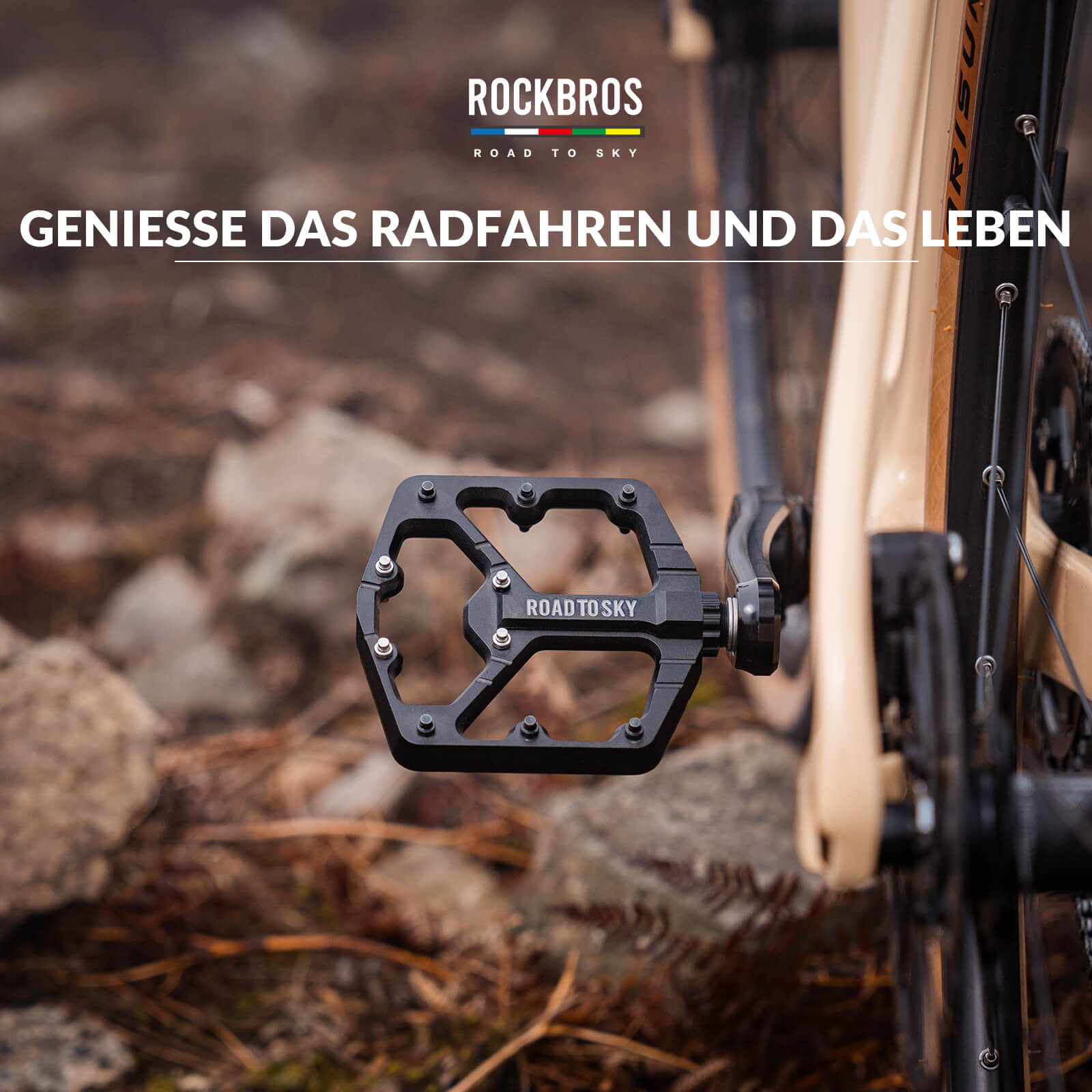 ROAD TO SKY Platform Fahrradpedale 9/16 Zoll Rutschfest Wasserdicht - Fahrradpedale ROCKBROS - EU - NooMii