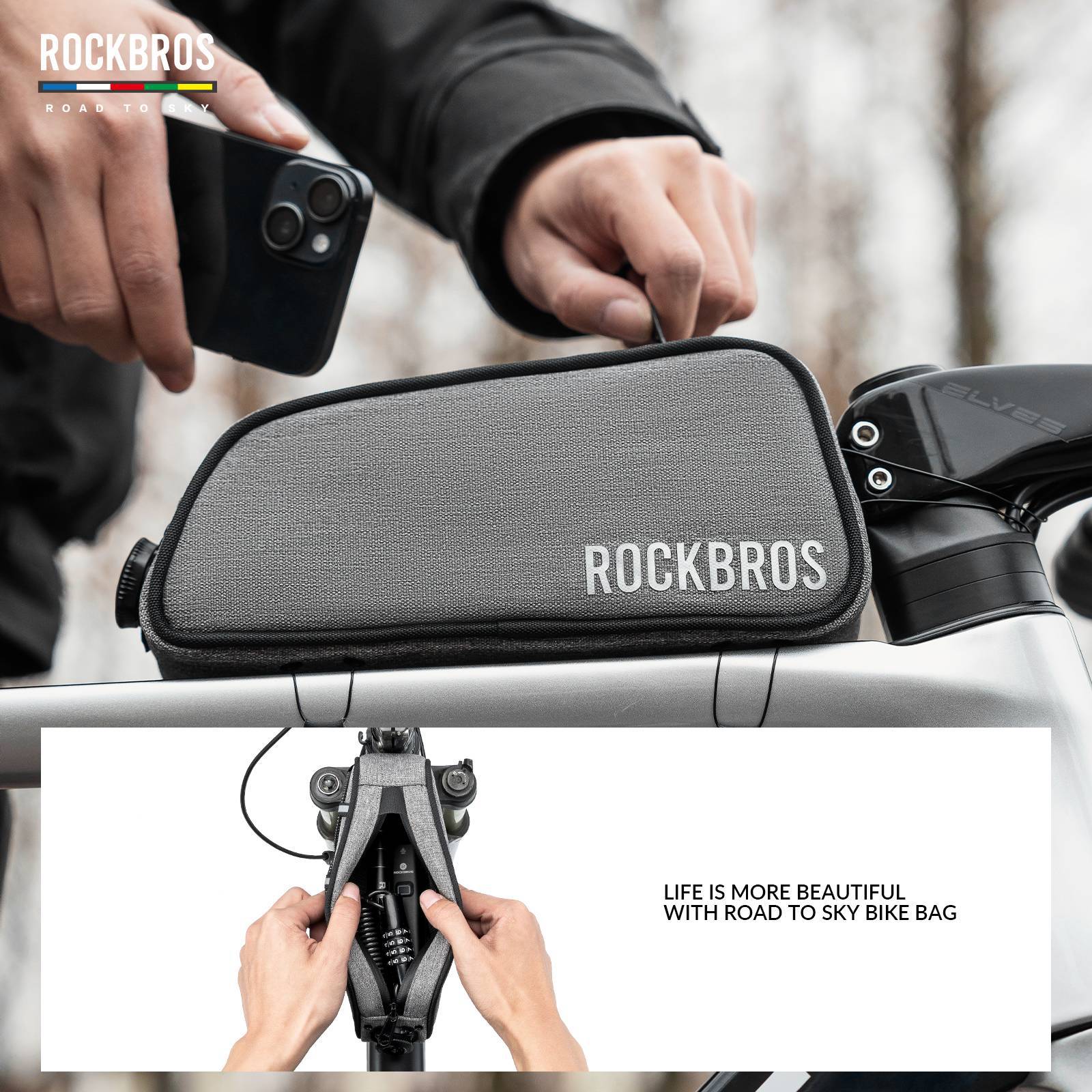 ROAD TO SKY Reflektierende Wasserabweisende Fahrrad Oberrohrtasche - Fahrradtaschen ROCKBROS - EU - NooMii