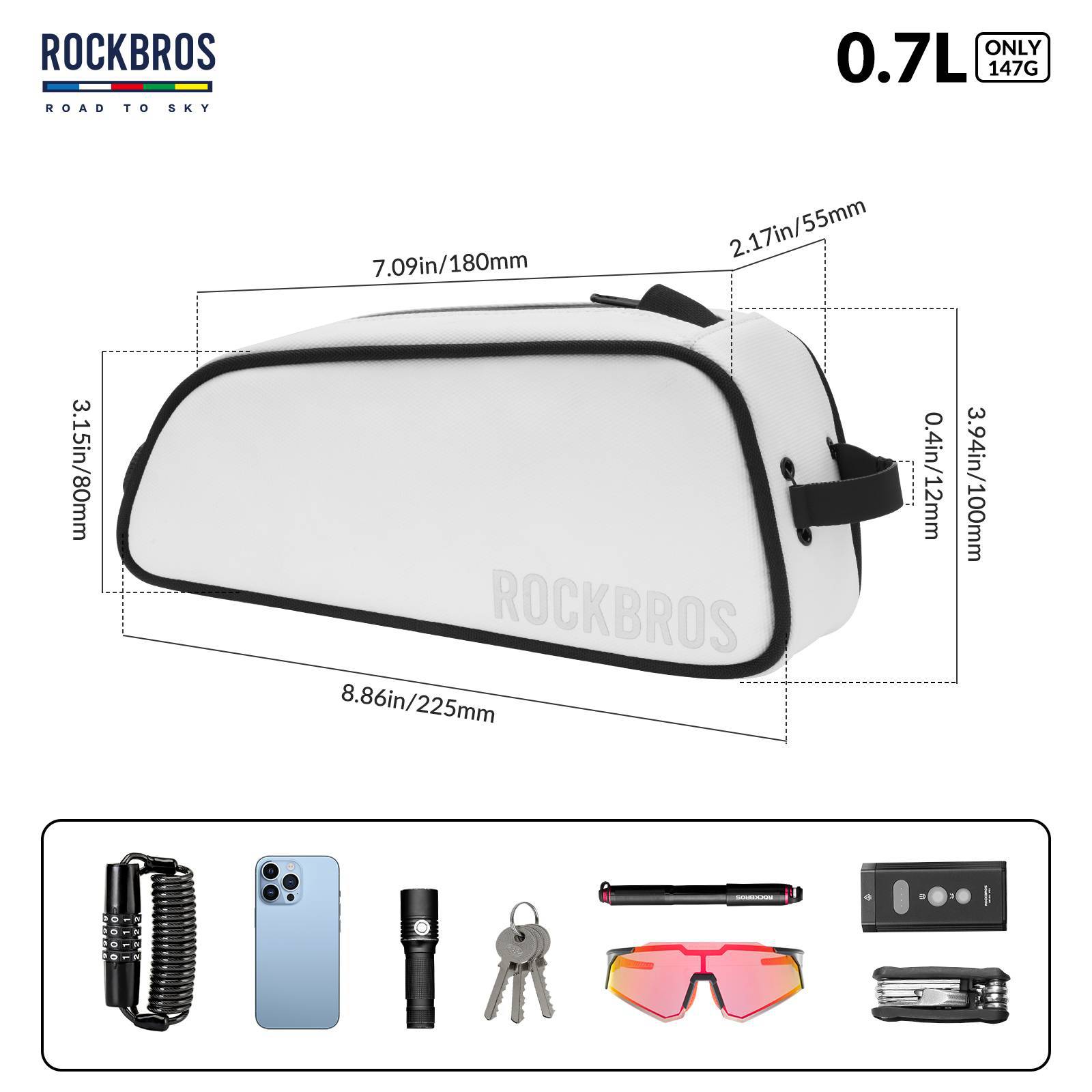 ROAD TO SKY Reflektierende Wasserabweisende Fahrrad Oberrohrtasche - Fahrradtaschen ROCKBROS - EU - NooMii