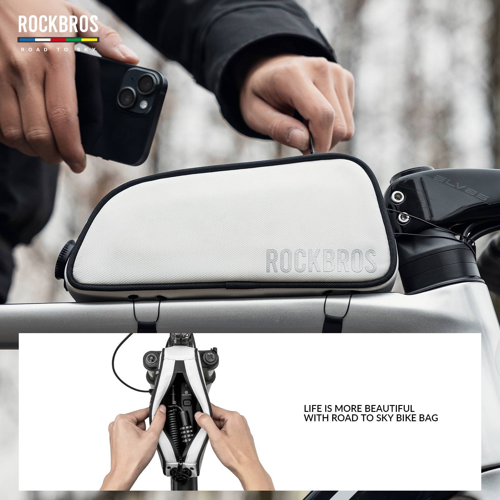 ROAD TO SKY Reflektierende Wasserabweisende Fahrrad Oberrohrtasche - Fahrradtaschen ROCKBROS - EU - NooMii