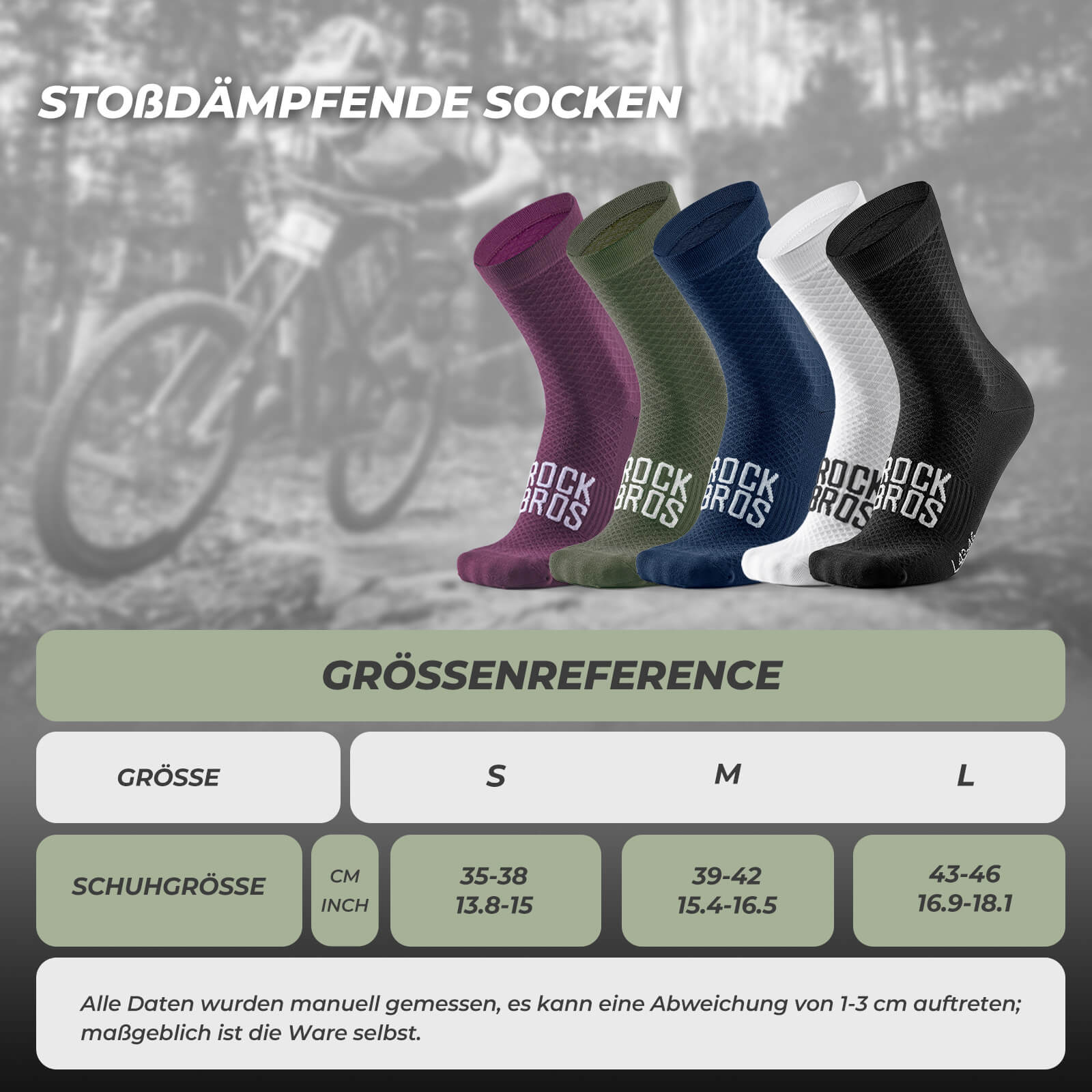 ROAD TO SKY Sportsocken Baumwolle Atmungsaktive Laufsocken für MTB & Rennrad - Fahrradsocken ROCKBROS - EU - NooMii