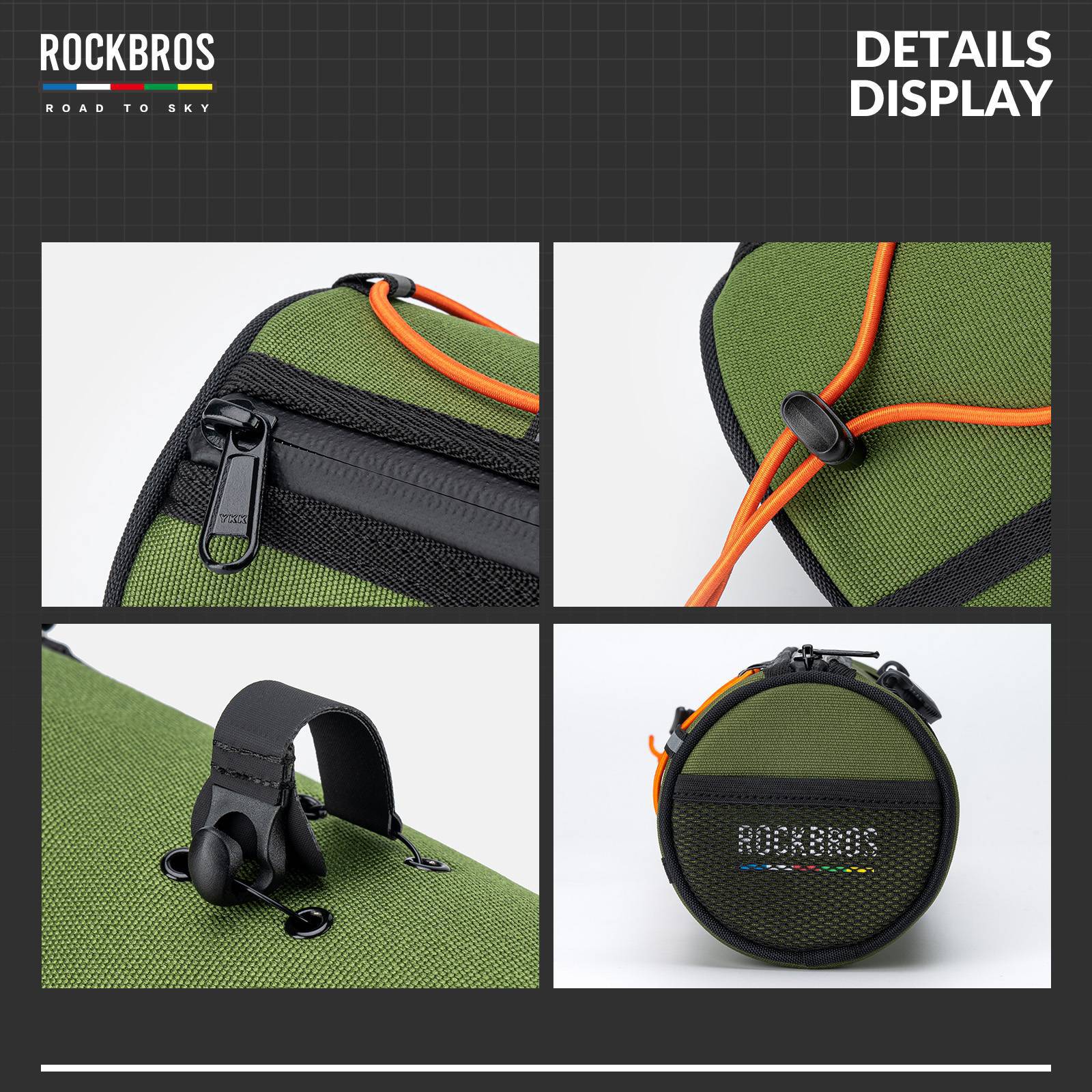 ROAD TO SKY Wasserdichte Reflektierende Zylindrische Lenkertasche - Fahrradtaschen ROCKBROS - EU - NooMii