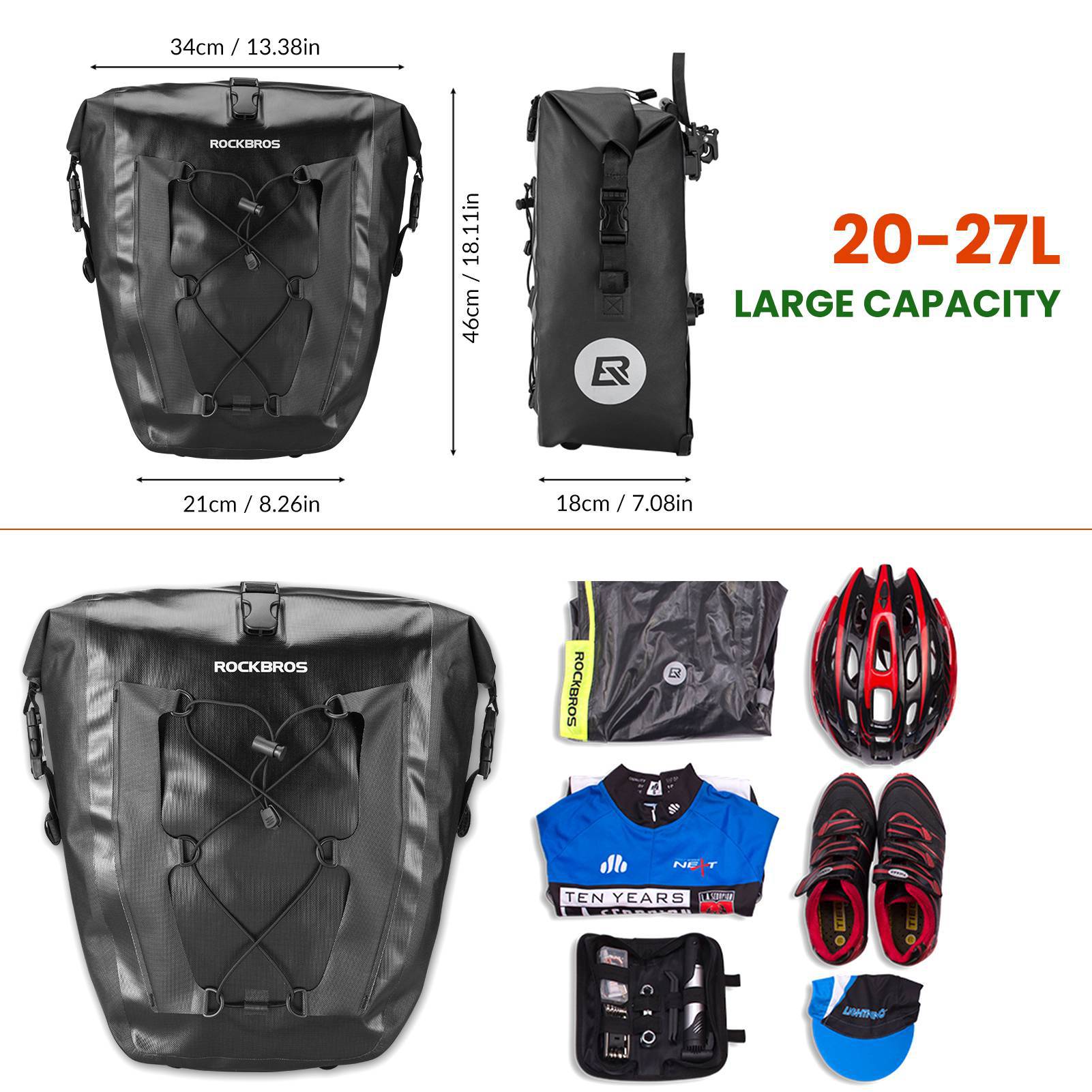 ROCKBROS 100 % wasserdichte Transporttaschen mit Netztasche 27L - Fahrradtaschen ROCKBROS - EU - NooMii