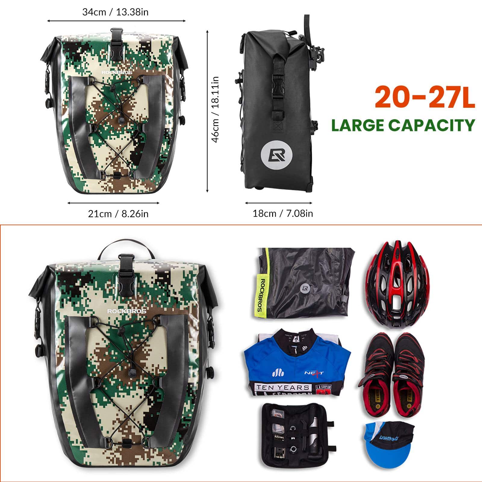 ROCKBROS 100 % wasserdichte Transporttaschen mit Netztasche 27L - Fahrradtaschen ROCKBROS - EU - NooMii