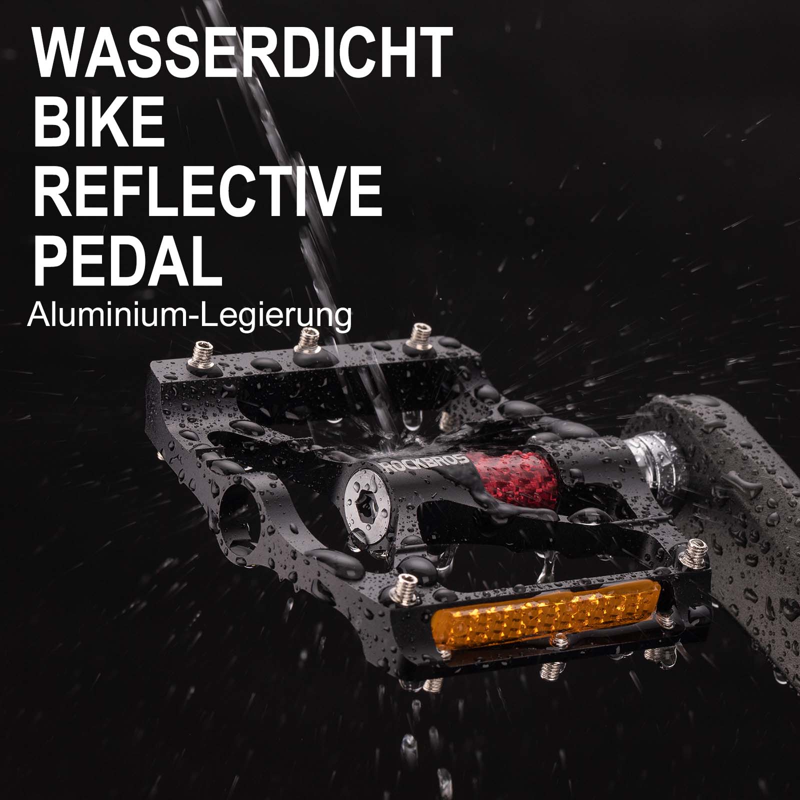 ROCKBROS Alu Fahrradpedale 9/16 Zoll mit zwei PVC Reflektoren - Fahrradpedale ROCKBROS - EU - NooMii