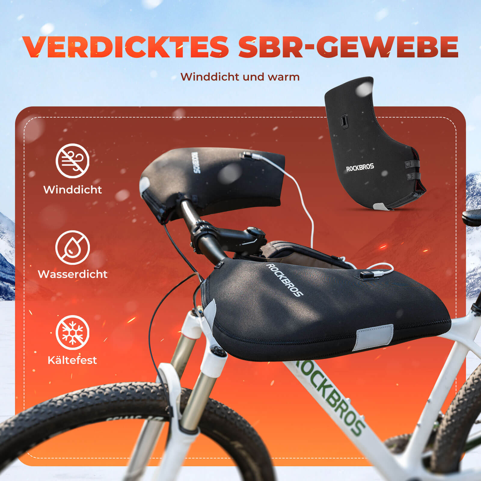 ROCKBROS Beheizte Wasserabweisend Fahrrad Lenkerstulpen - Wiederaufladbar - Lenkerstulpe ROCKBROS - EU - NooMii