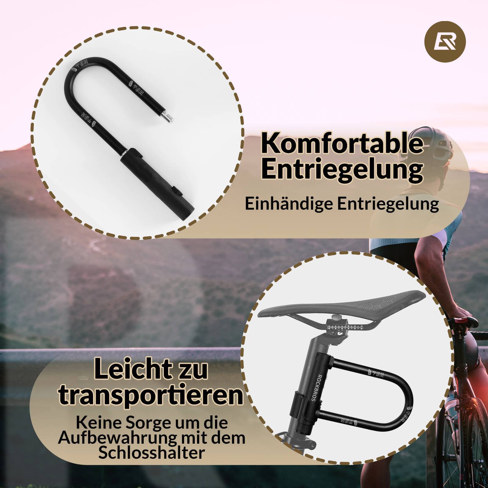 ROCKBROS Bügelschloss Fahrradschloss Hohe Sicherheit Schlösser Wasserdicht - Fahrradschloss ROCKBROS - EU - NooMii
