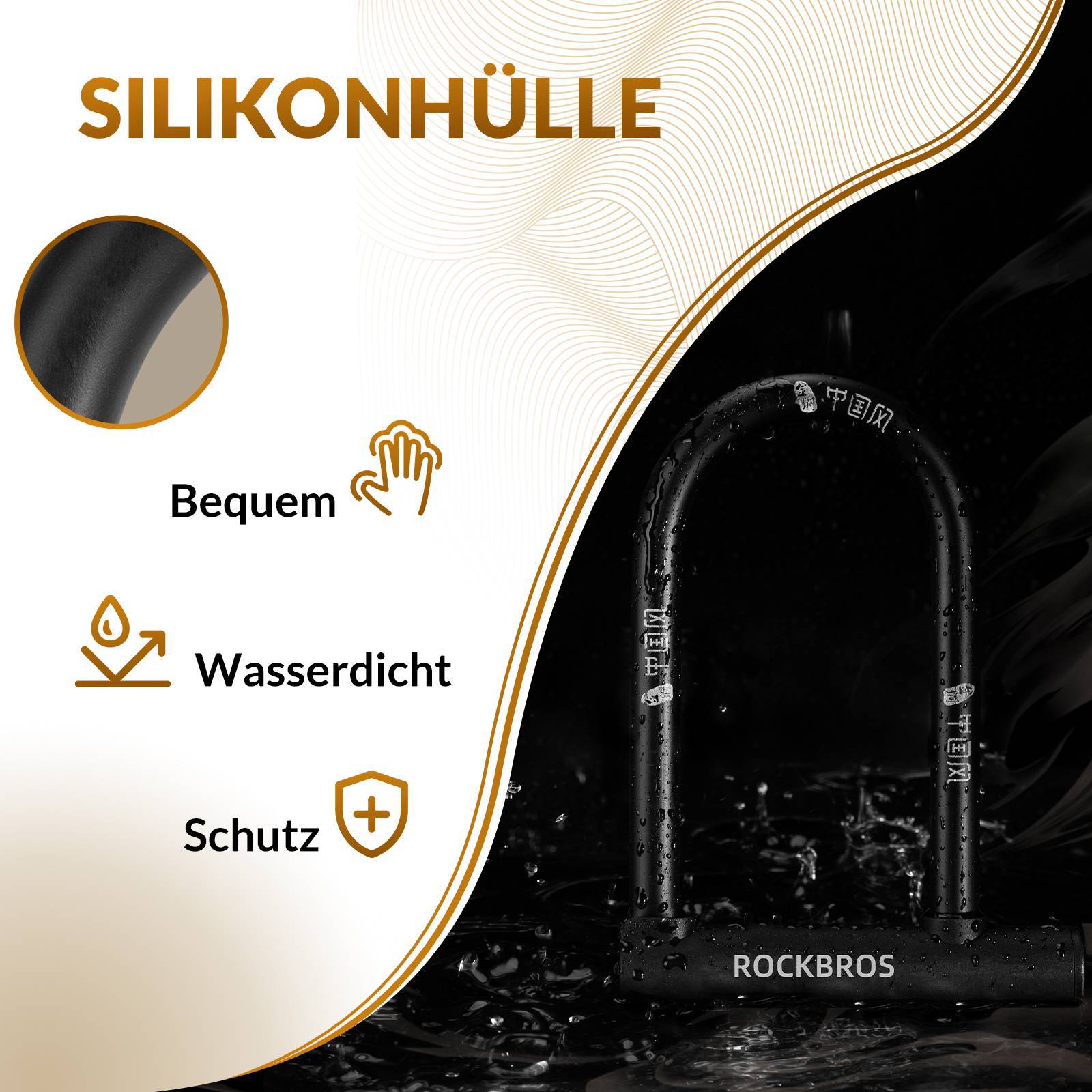 ROCKBROS Bügelschloss Fahrradschloss Hohe Sicherheit Schlösser Wasserdicht - Fahrradschloss ROCKBROS - EU - NooMii