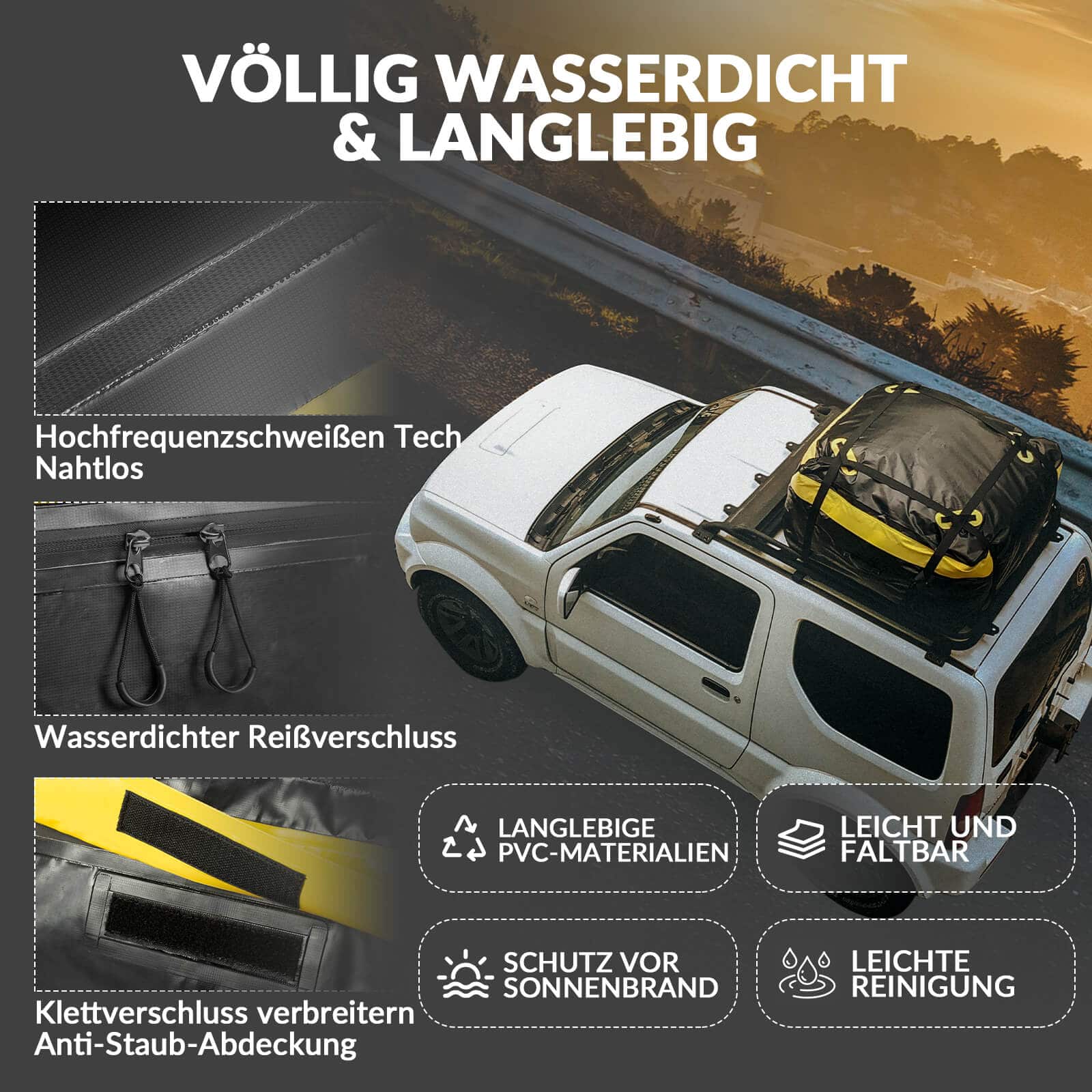 ROCKBROS Dachbox für Auto Wasserdicht Dachgepäckträger 300L mit 8 Zurrgurten - Fahrradtaschen ROCKBROS - EU - NooMii