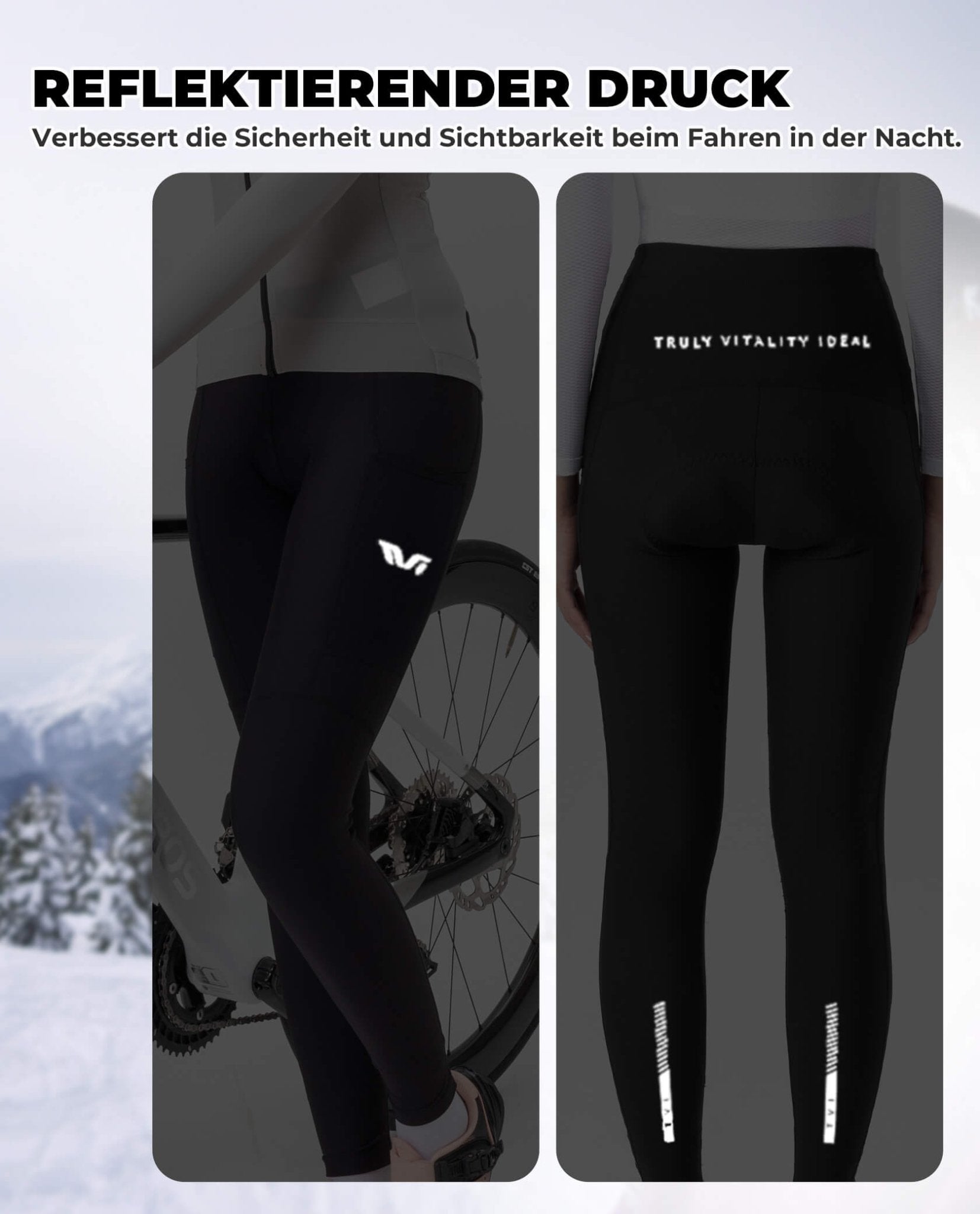 ROCKBROS Damen Winter Fahrradhose Lang Gepolstert Elastisch Atmungsaktiv - Fahrradhose ROCKBROS - EU - NooMii