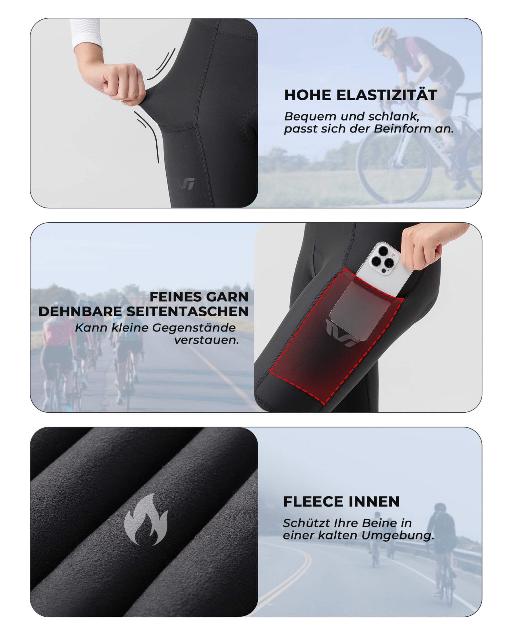 ROCKBROS Damen Winter Fahrradhose Lang Gepolstert Elastisch Atmungsaktiv - Fahrradhose ROCKBROS - EU - NooMii