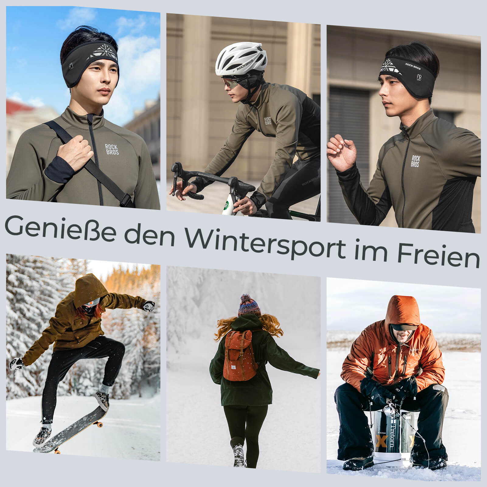 ROCKBROS Elastisches Winter Stirnband mit Klettverschluss Ohrenwärmer Unisex - Fahrrad Mütze ROCKBROS - EU - NooMii