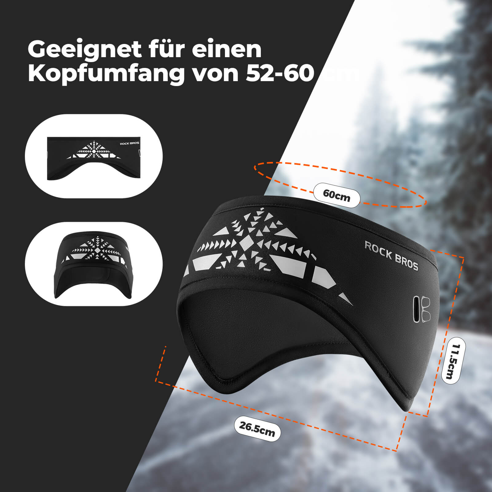 ROCKBROS Elastisches Winter Stirnband mit Klettverschluss Ohrenwärmer Unisex - Fahrrad Mütze ROCKBROS - EU - NooMii