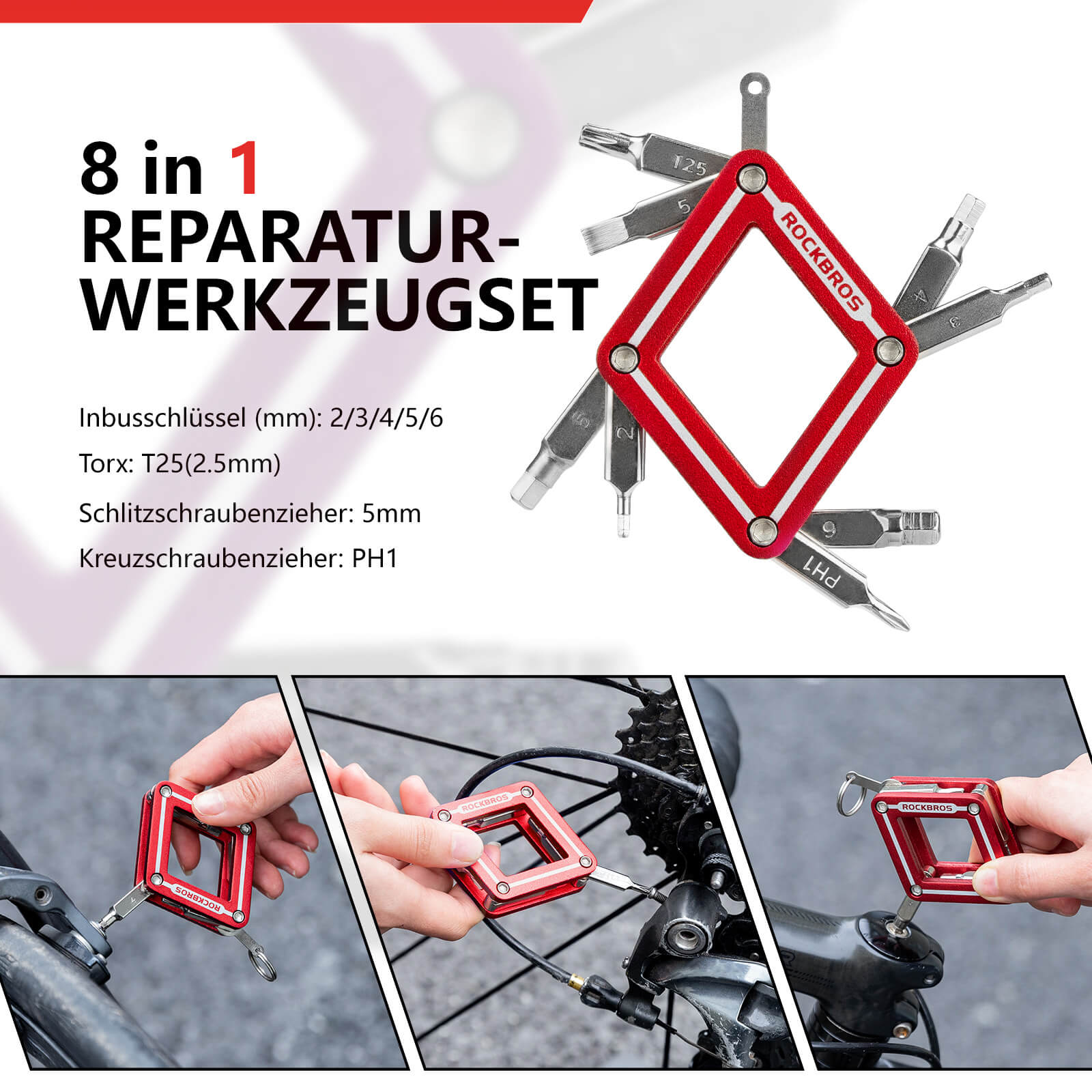 ROCKBROS Fahrrad 8 in 1 Reparatur - Werkzeug - Set Faltbares Reparaturset - Werkzeuge ROCKBROS - EU - NooMii