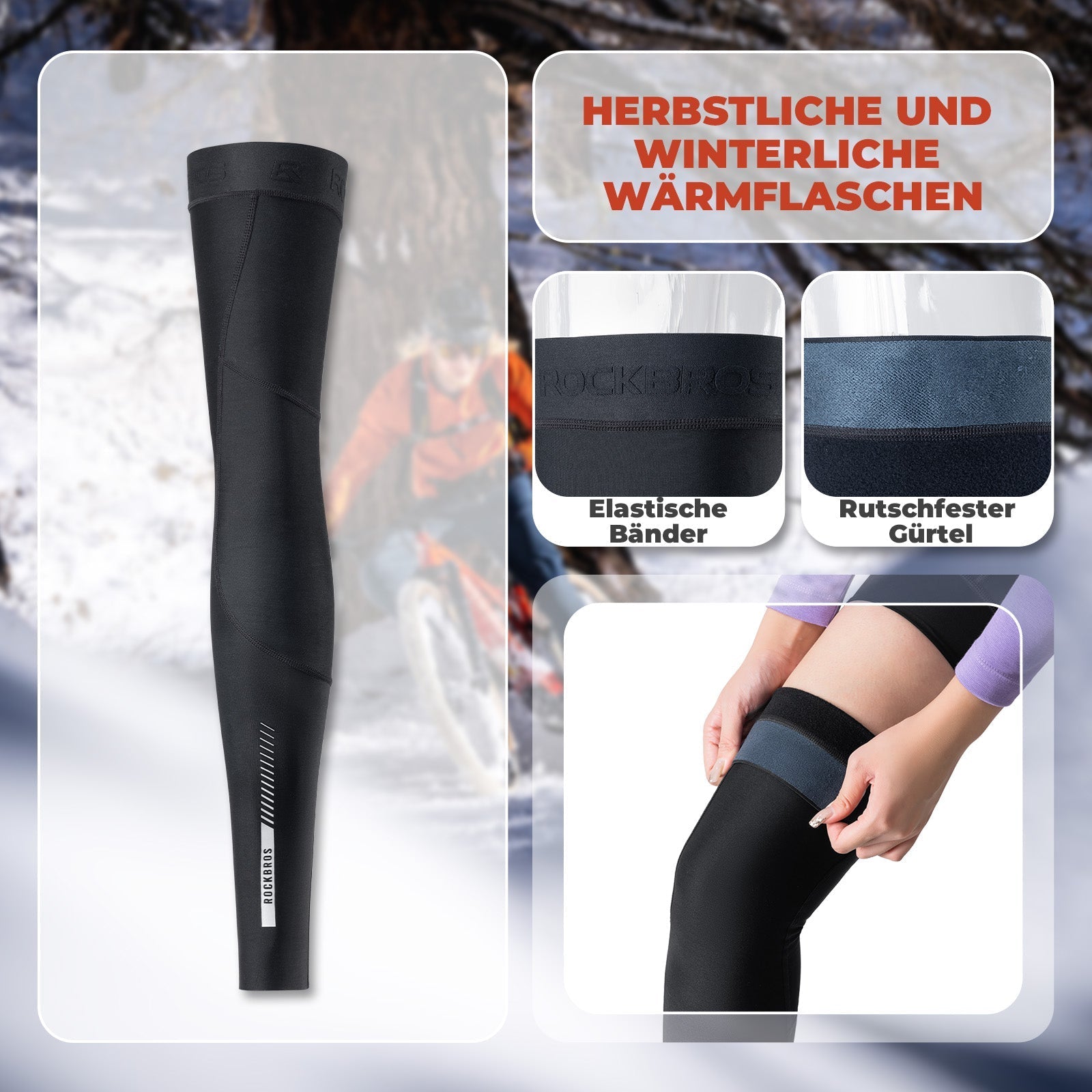 ROCKBROS Fahrrad Beinlinge Warm Rutschfeste Winter Knieschützer Herren Damen - Armlinge & Beinlinge ROCKBROS - EU - NooMii