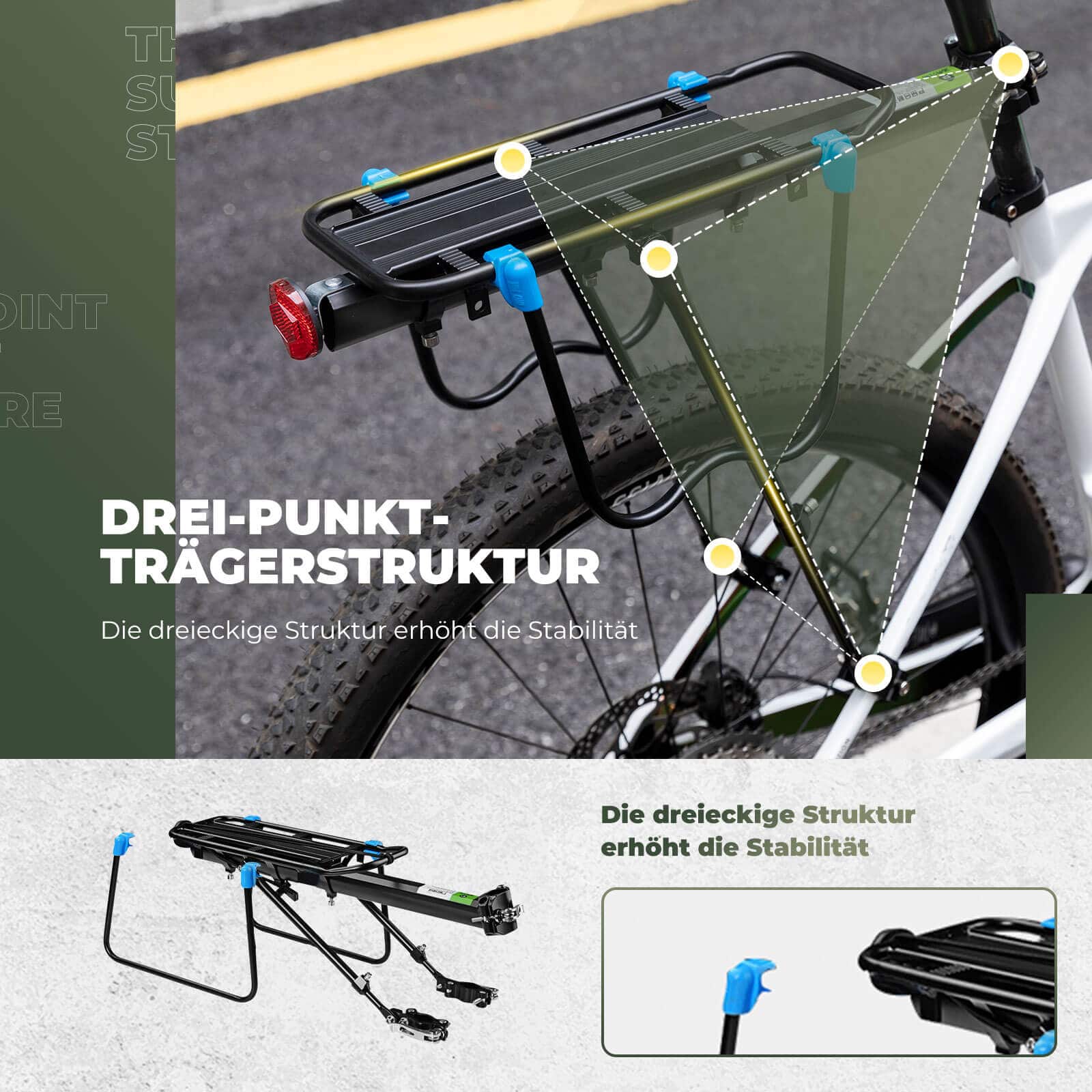 ROCKBROS Fahrrad Gepäckträger mit Reflektor und Schnellspanner 24 - 29 Zoll - Fahrradgepäckträger ROCKBROS - EU - NooMii