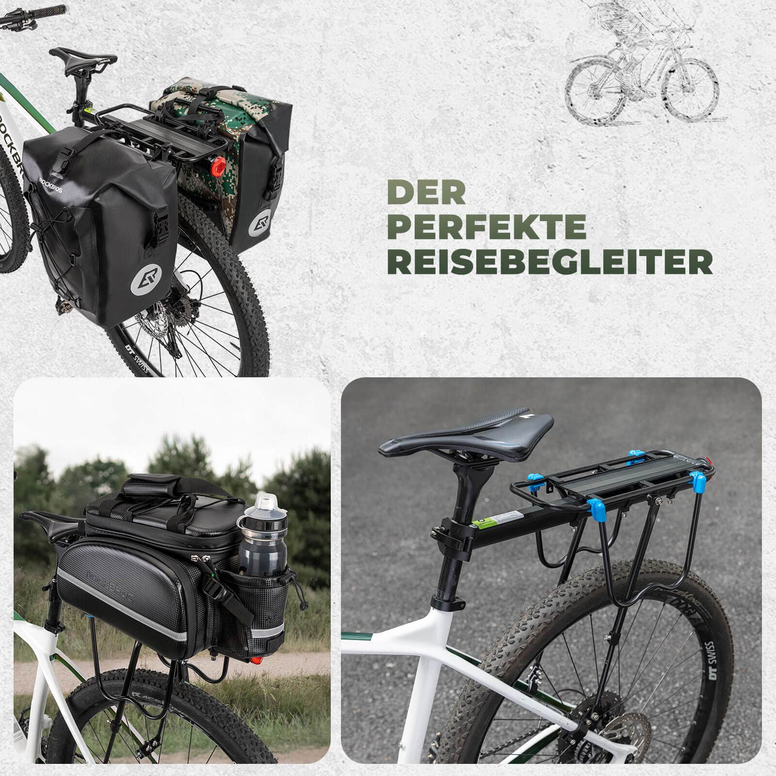 ROCKBROS Fahrrad Gepäckträger mit Reflektor und Schnellspanner 24 - 29 Zoll - Fahrradgepäckträger ROCKBROS - EU - NooMii