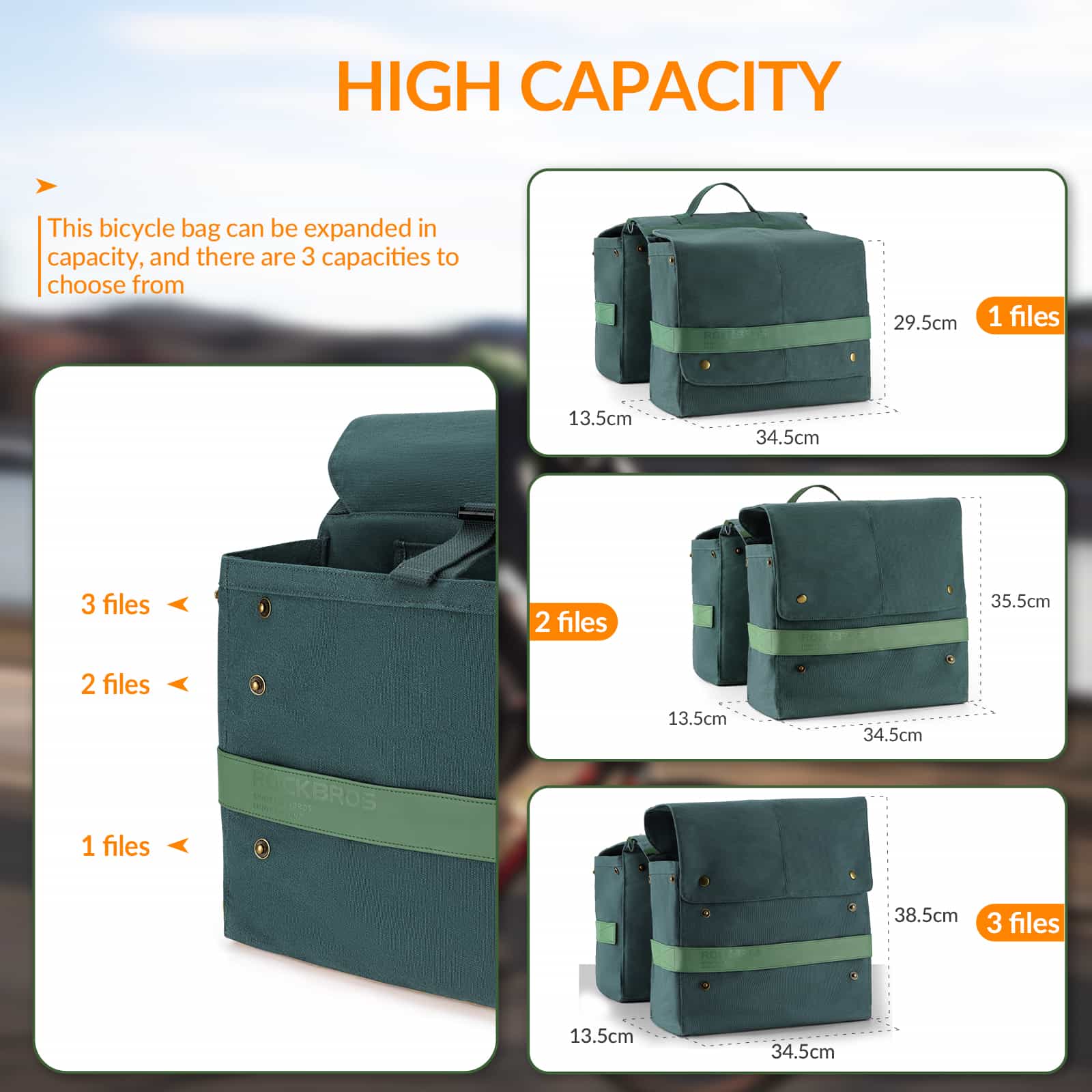 ROCKBROS Fahrrad Gepäckträgertasche mit Tragegriff 27L 3 Farbe - Fahrradtaschen ROCKBROS - EU - NooMii