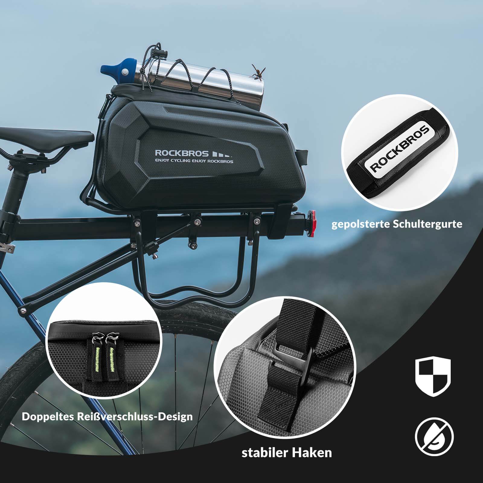 ROCKBROS Fahrrad Gepäckträgertasche Wasserdicht 9L mit Regenschutz und Schultergurt - Fahrradtaschen ROCKBROS - EU - NooMii