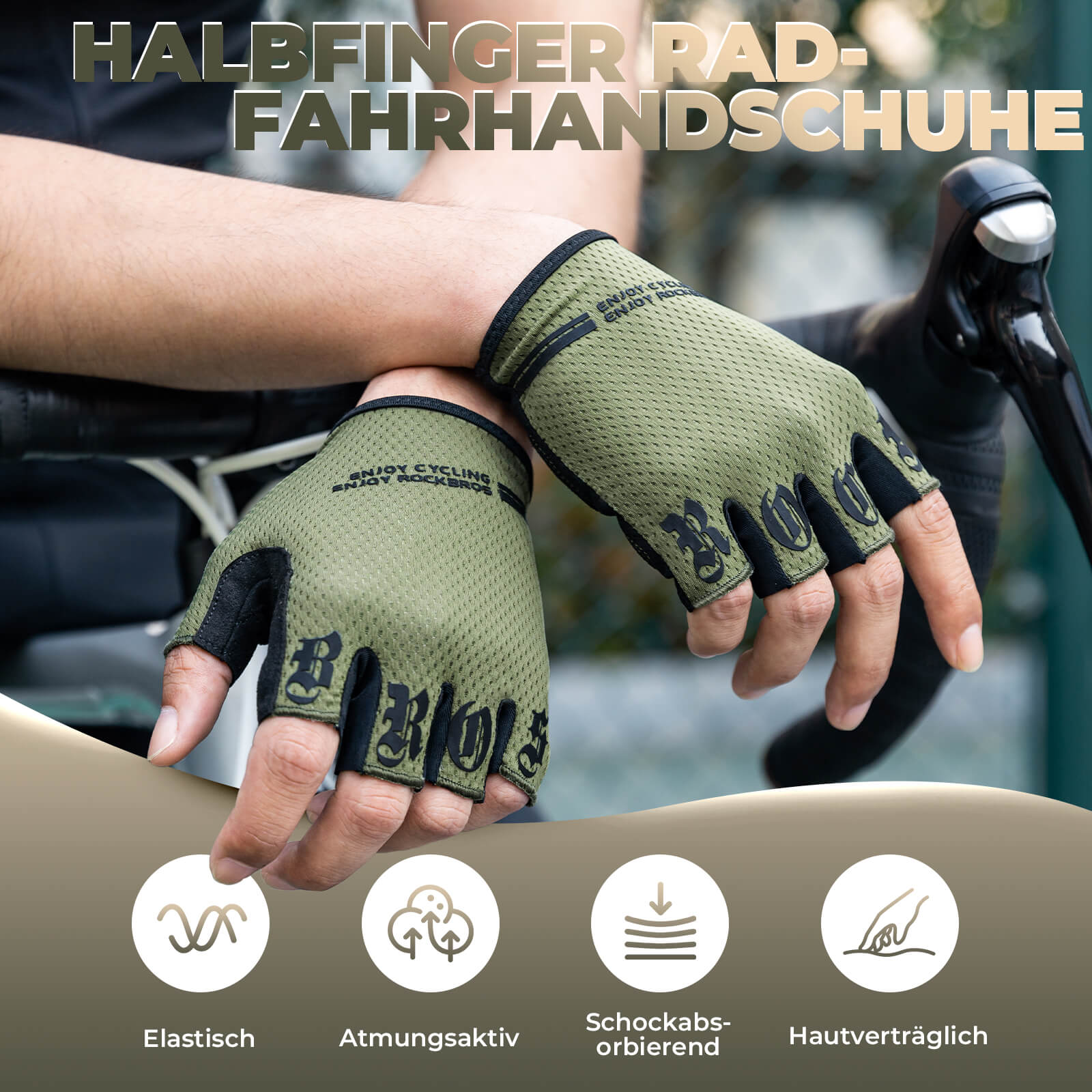 ROCKBROS Fahrrad Handschuhe Halbfinger rutschfest Stoßdämpfende Sommer - Fahrradhandschuhe ROCKBROS - EU - NooMii