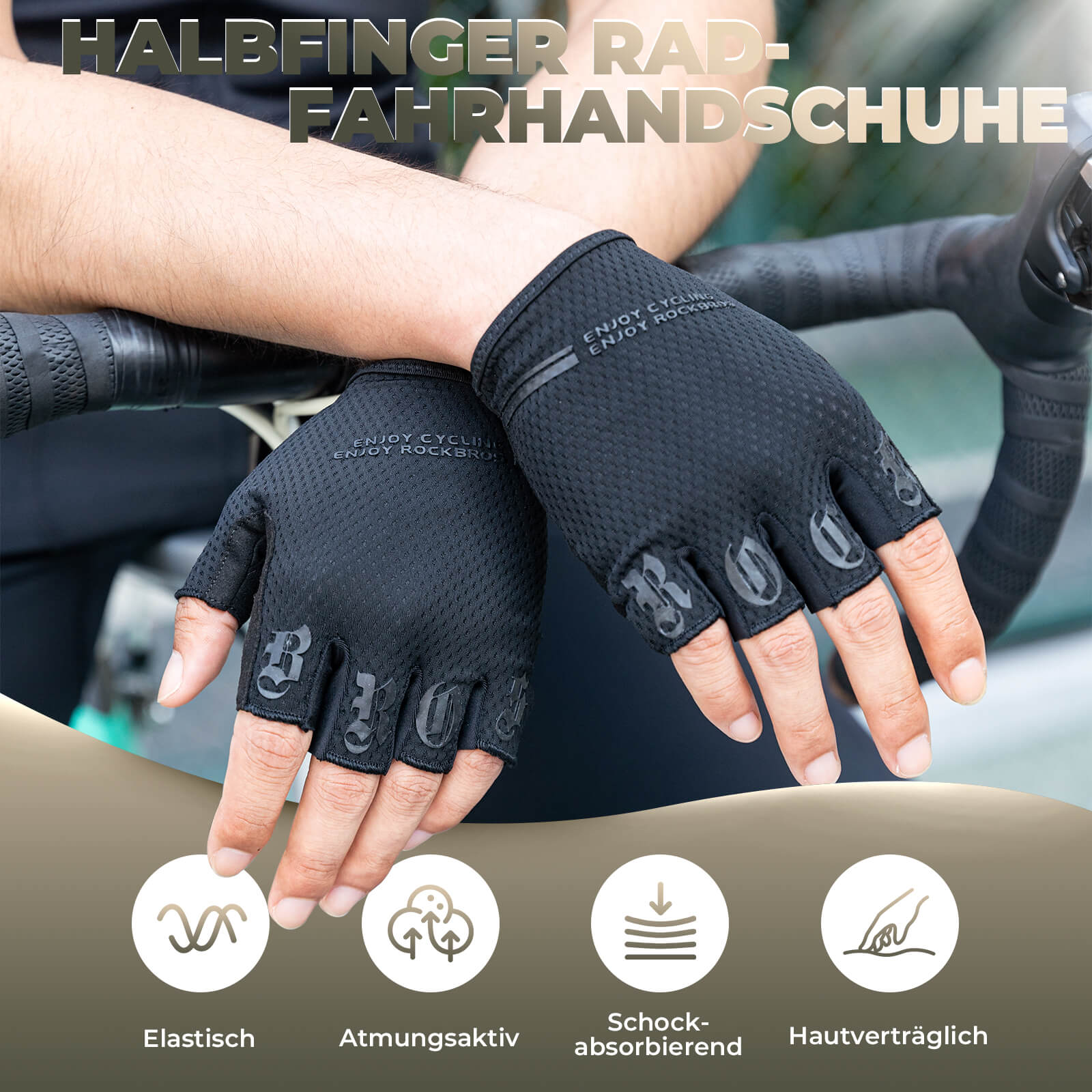 ROCKBROS Fahrrad Handschuhe Halbfinger rutschfest Stoßdämpfende Sommer - Fahrradhandschuhe ROCKBROS - EU - NooMii