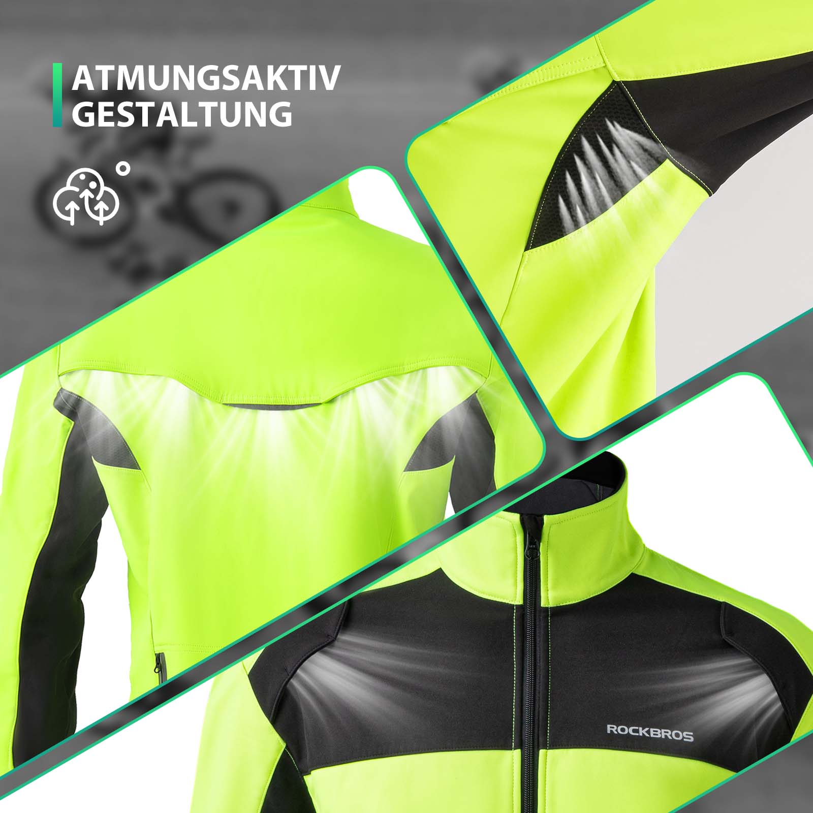 ROCKBROS Fahrrad Jacke & Hose Winter Fahrradanzug Leuchtendes Grün - Fahrradanzug ROCKBROS - EU - NooMii